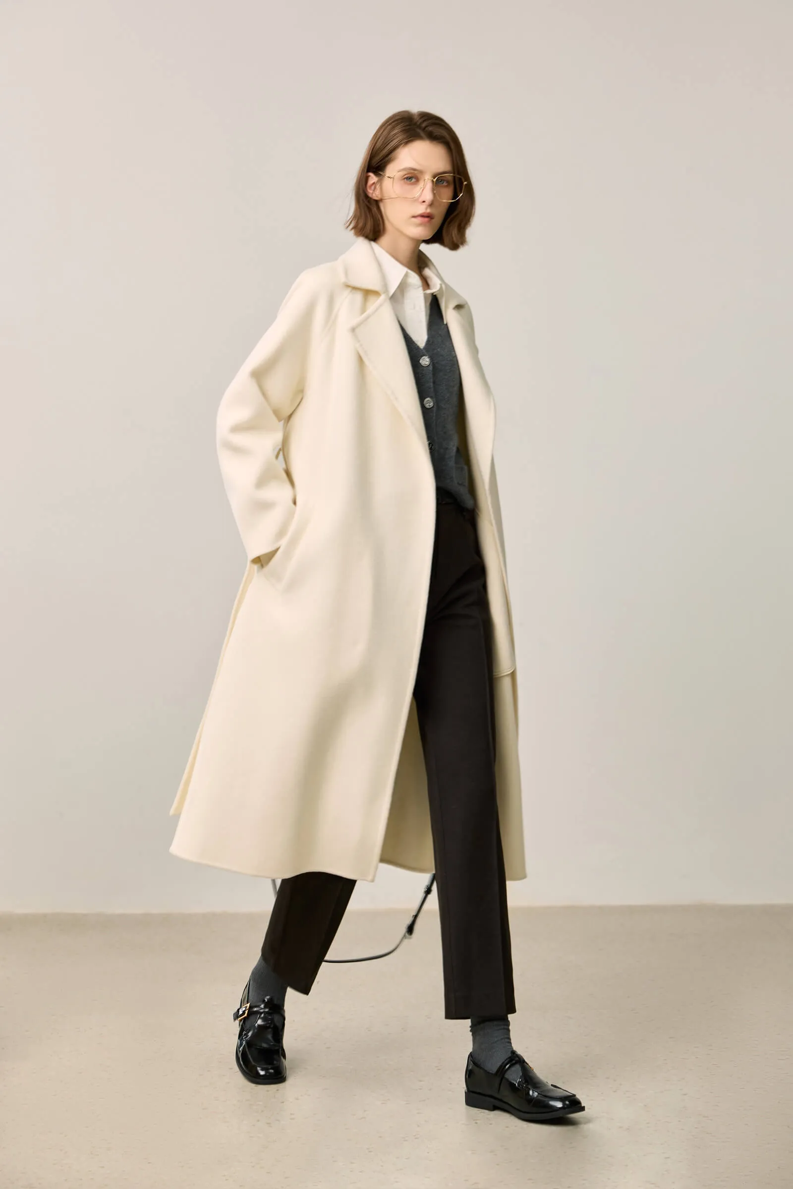 LILY Minimalist Lambswool Cashmere Blend Wool Coat