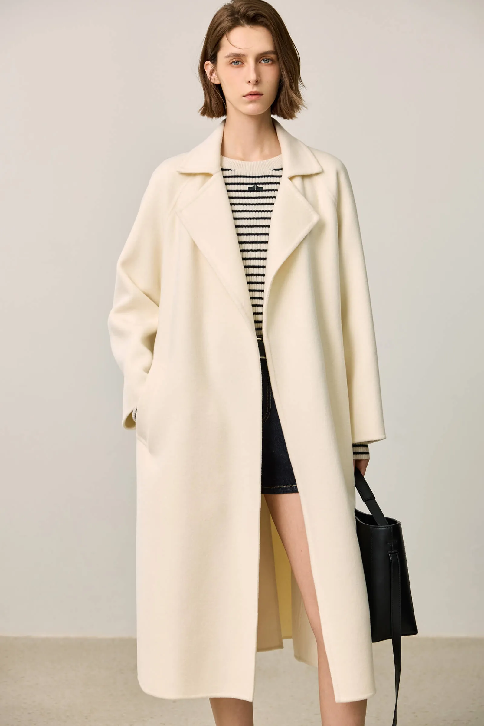 LILY Minimalist Lambswool Cashmere Blend Wool Coat