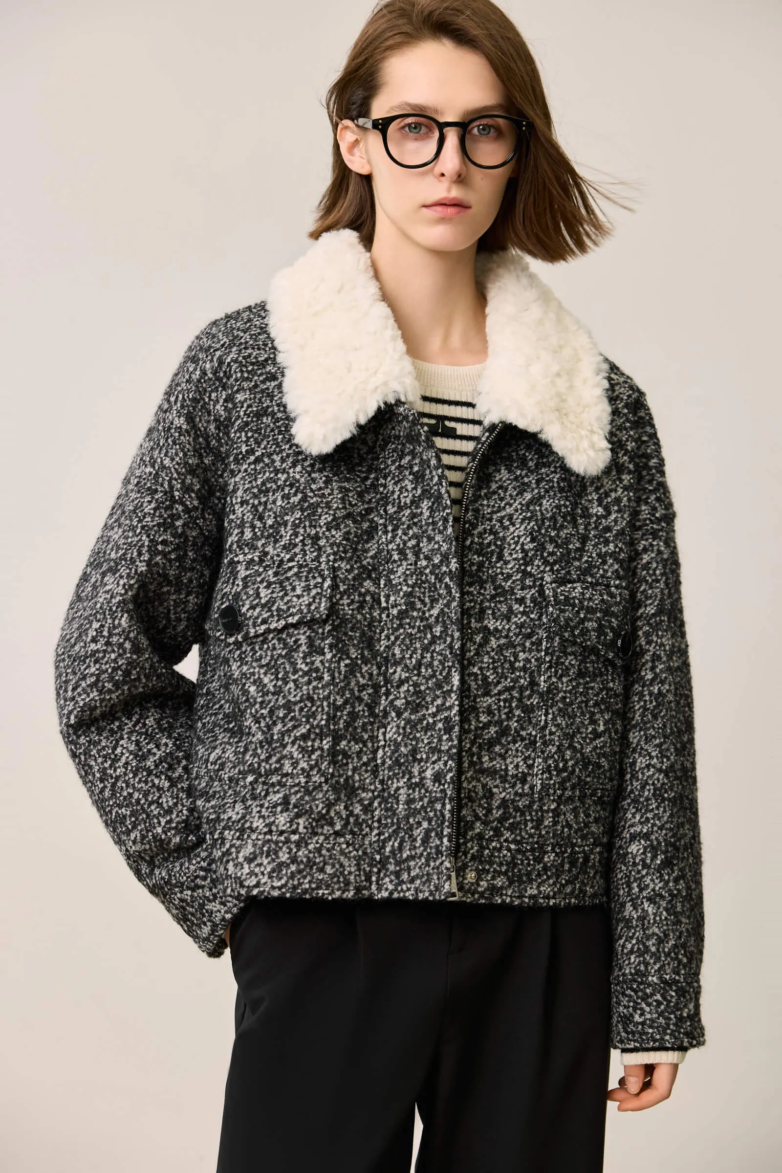 LILY Textured Lambswool Wool Coat