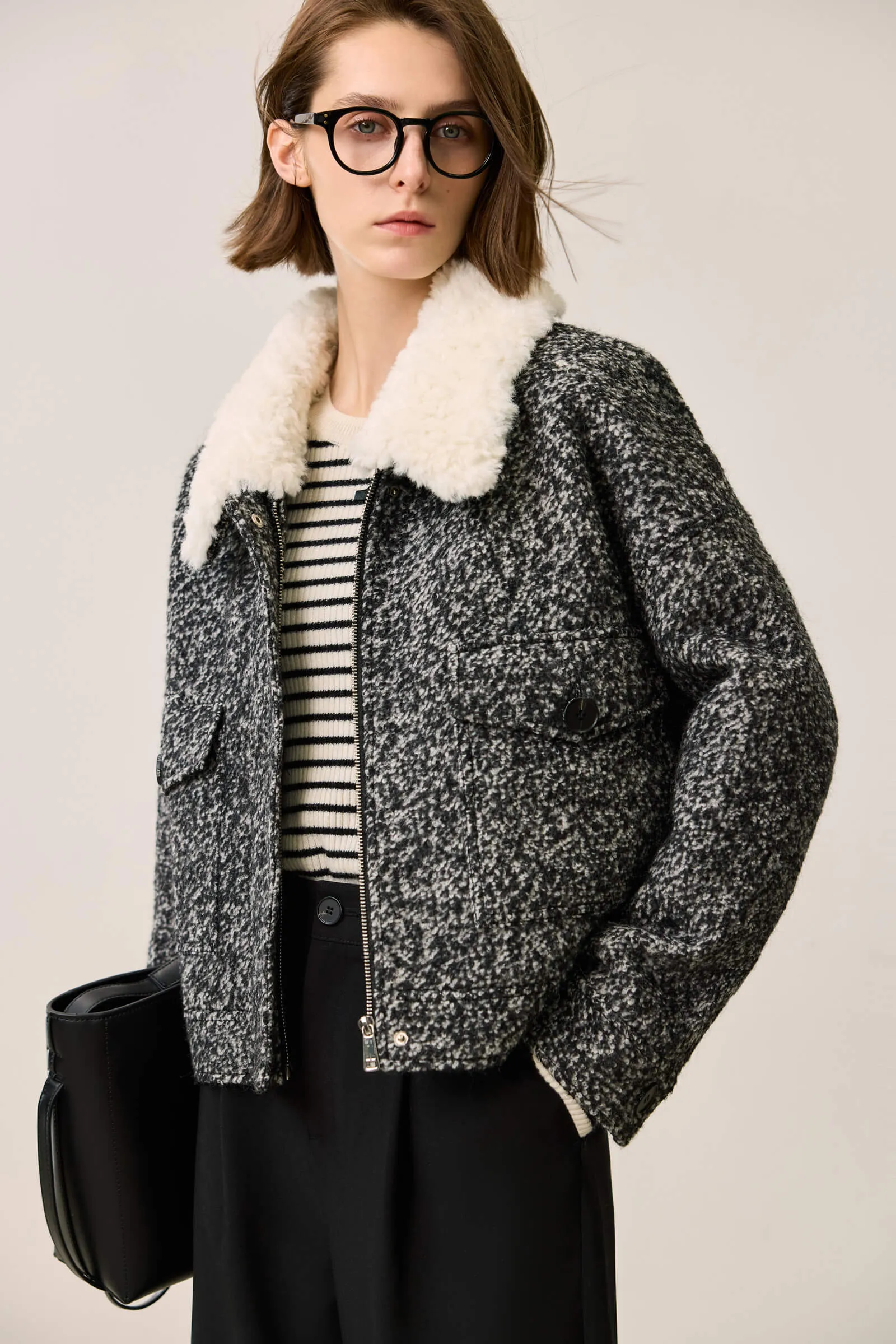 LILY Textured Lambswool Wool Coat