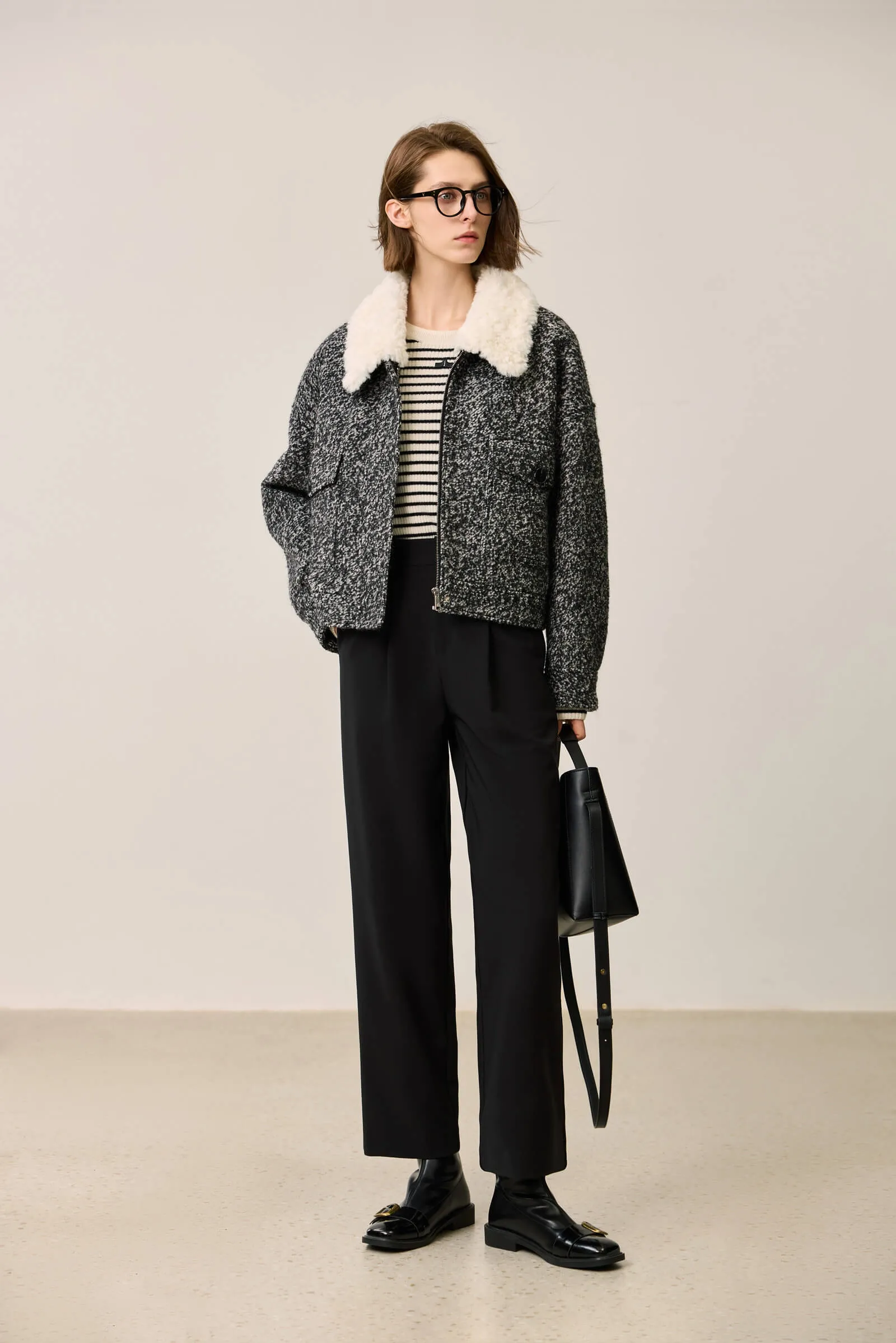 LILY Textured Lambswool Wool Coat