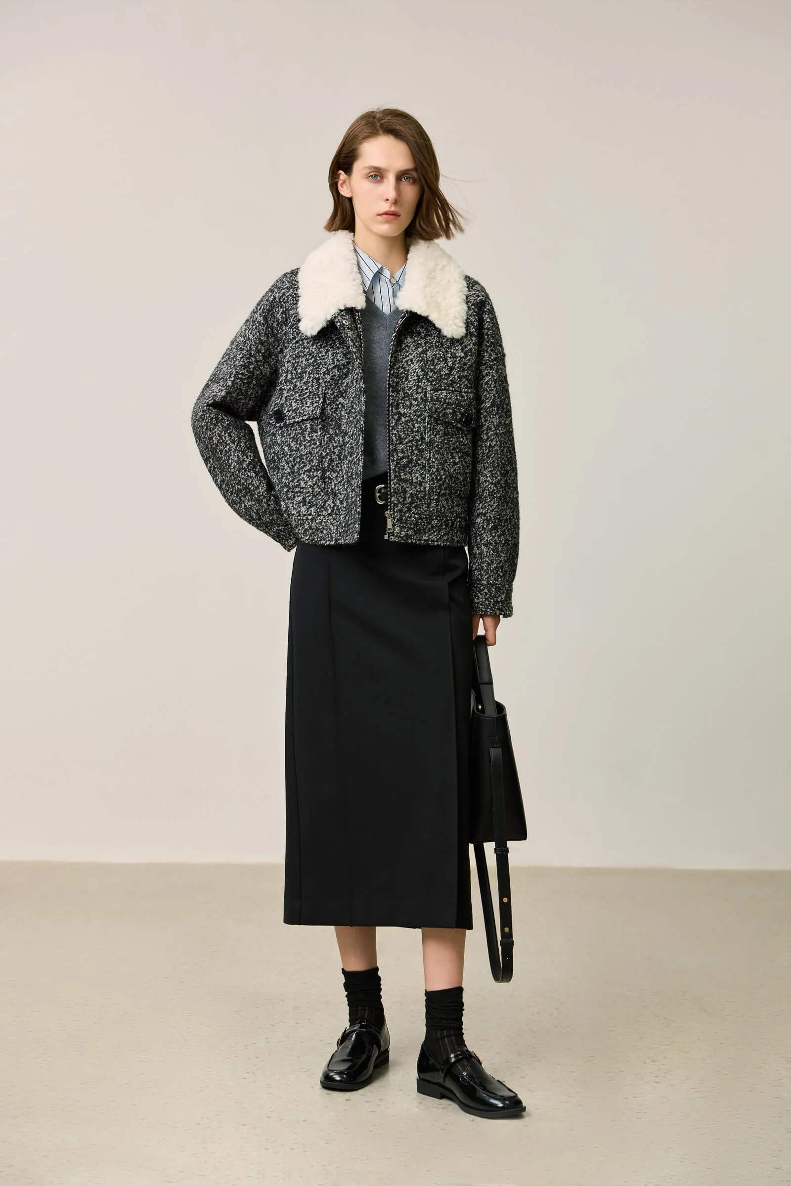 LILY Textured Lambswool Wool Coat