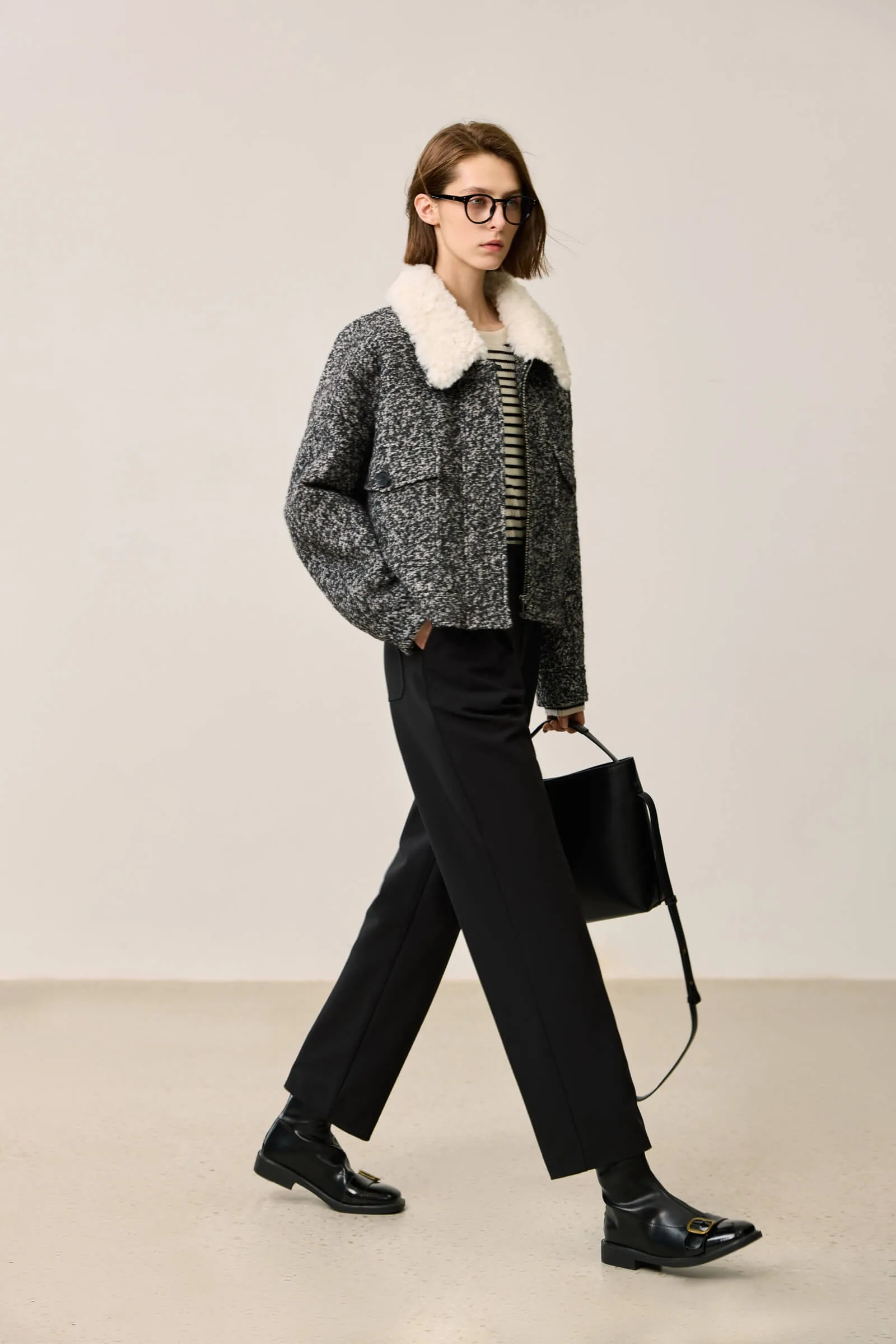 LILY Textured Lambswool Wool Coat