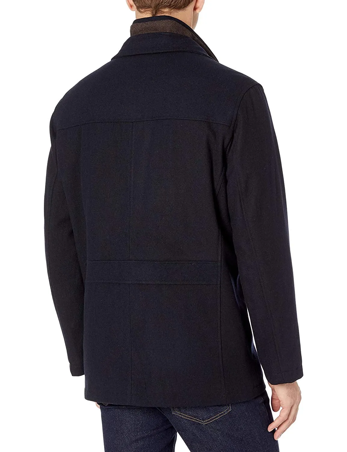 LONDON FOG Men's Wool Blend Car Coat with Bib