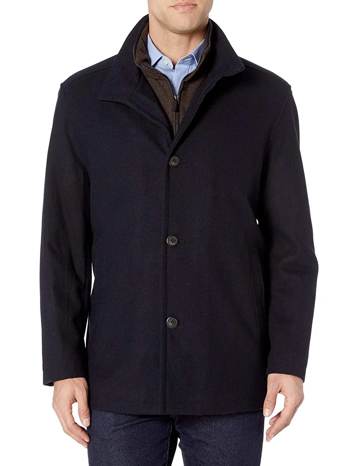 LONDON FOG Men's Wool Blend Car Coat with Bib