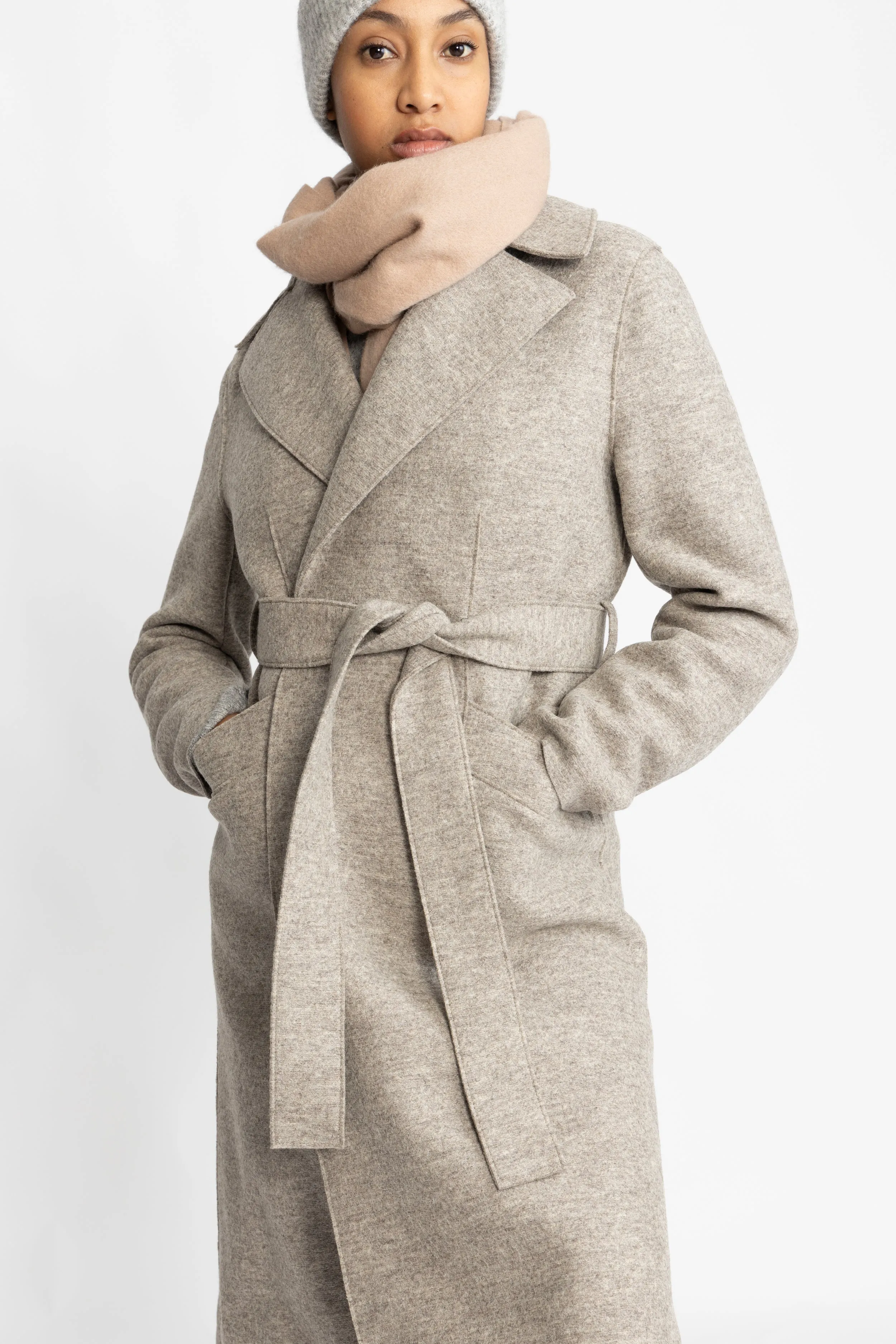 Long Maxi Coat Pressed Wool - Natural Casha