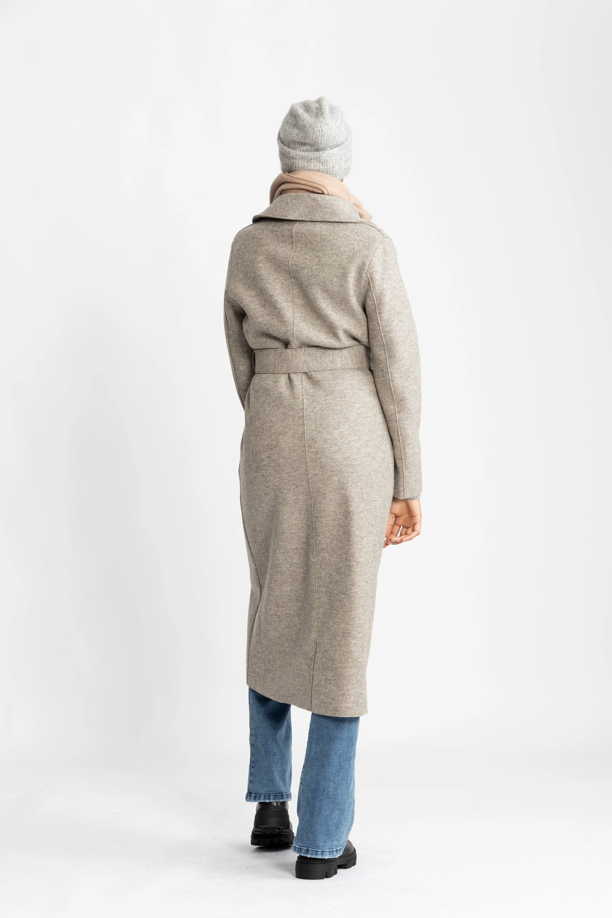 Long Maxi Coat Pressed Wool - Natural Casha