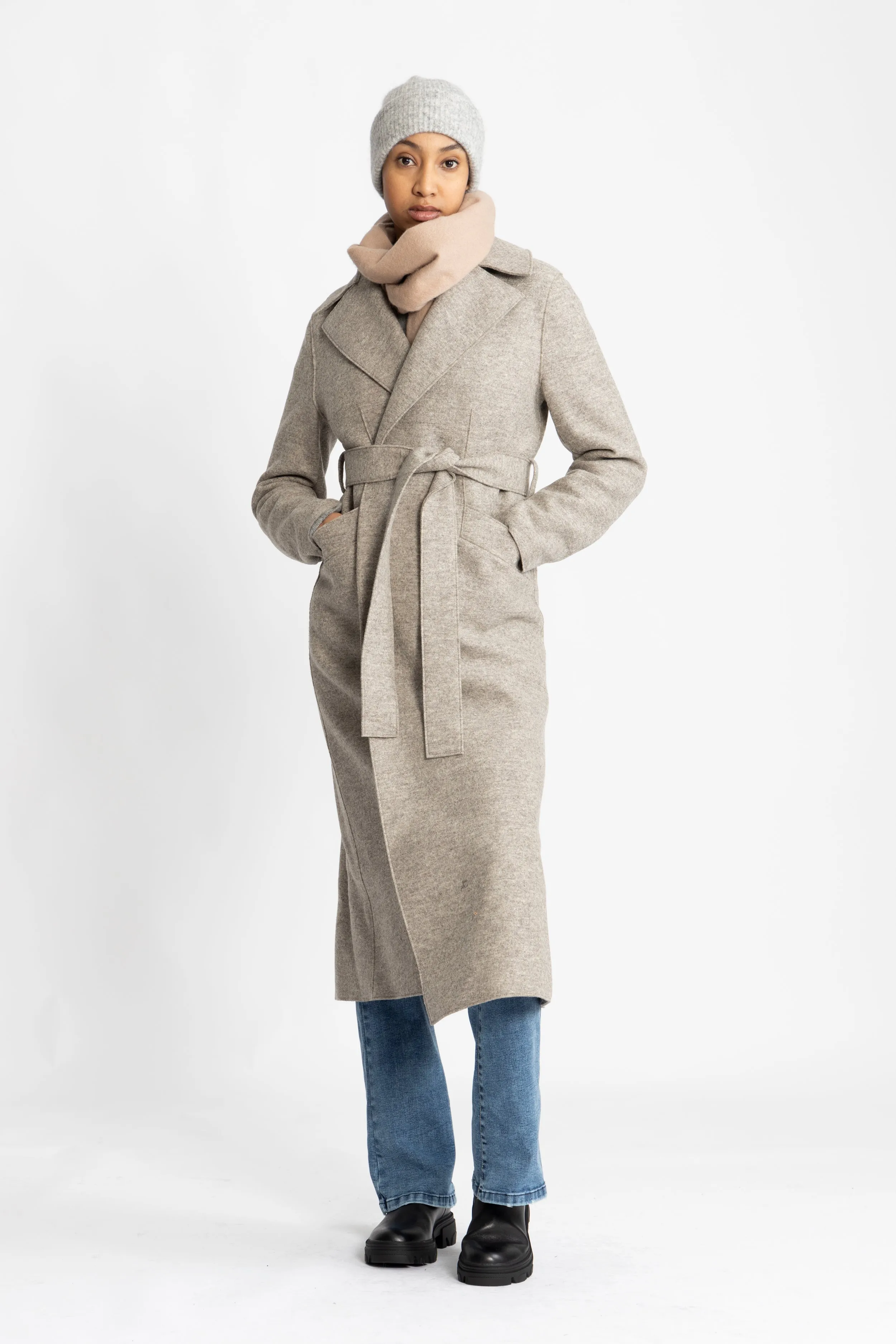 Long Maxi Coat Pressed Wool - Natural Casha