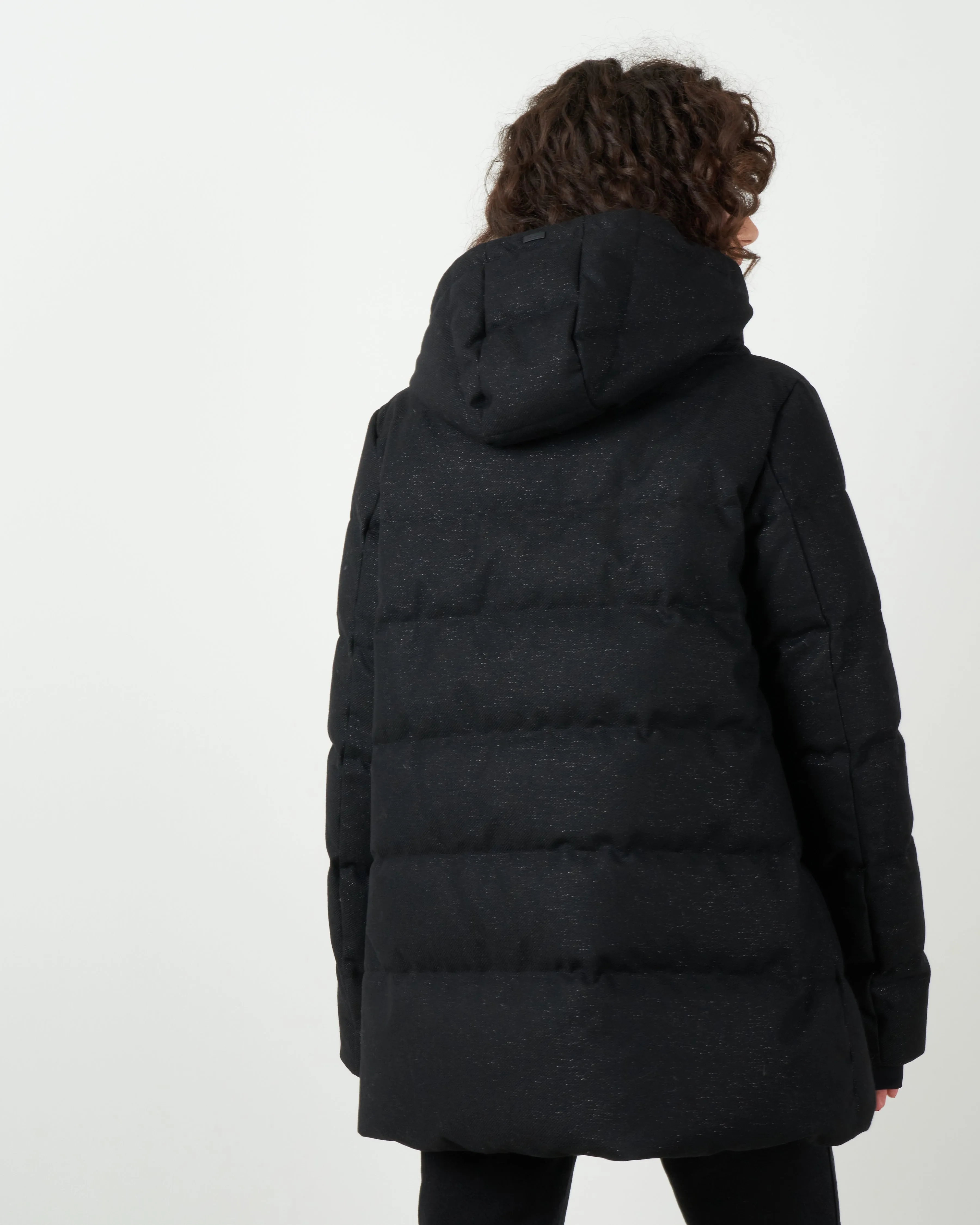 lurex laminar puffer coat - nero