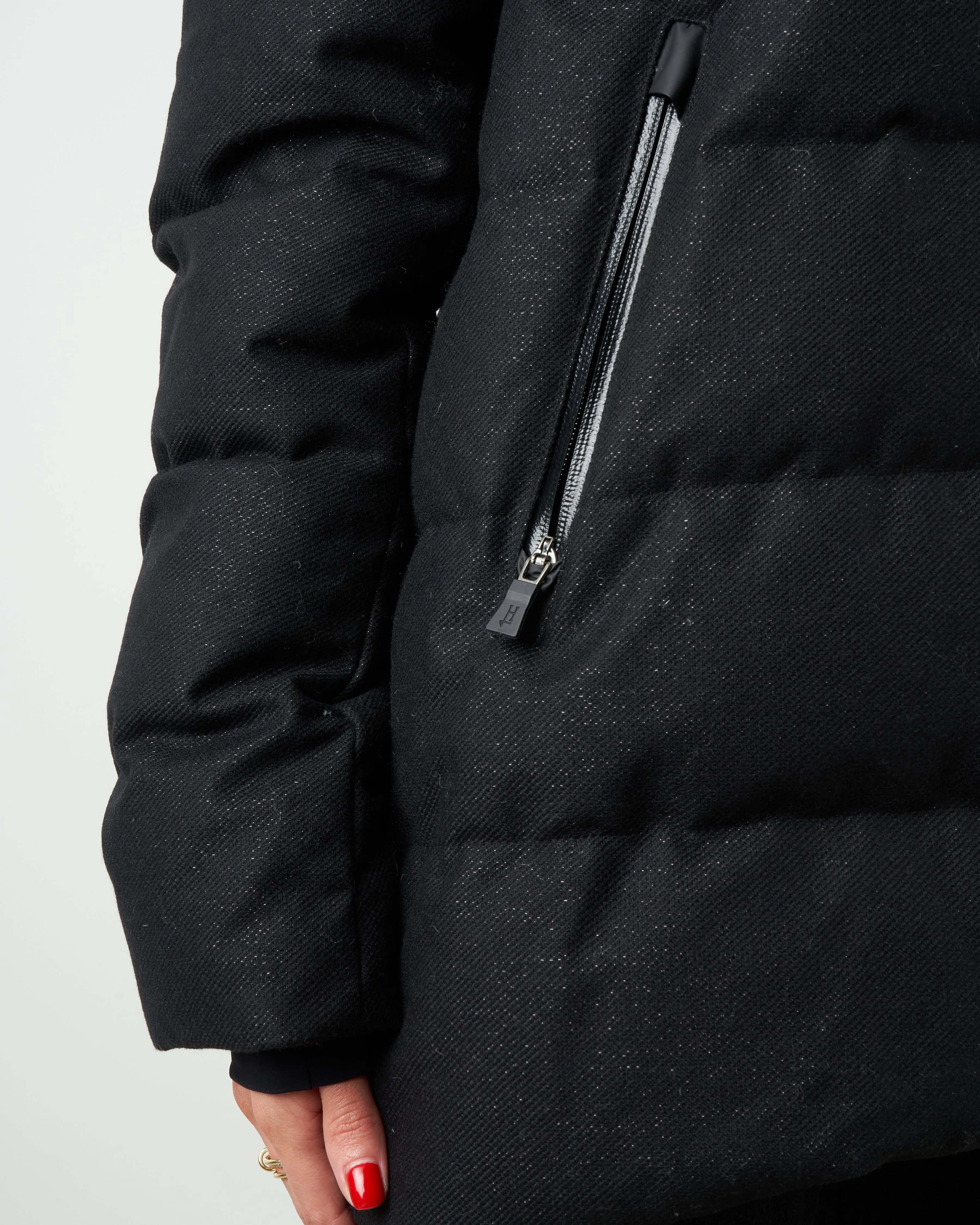 lurex laminar puffer coat - nero