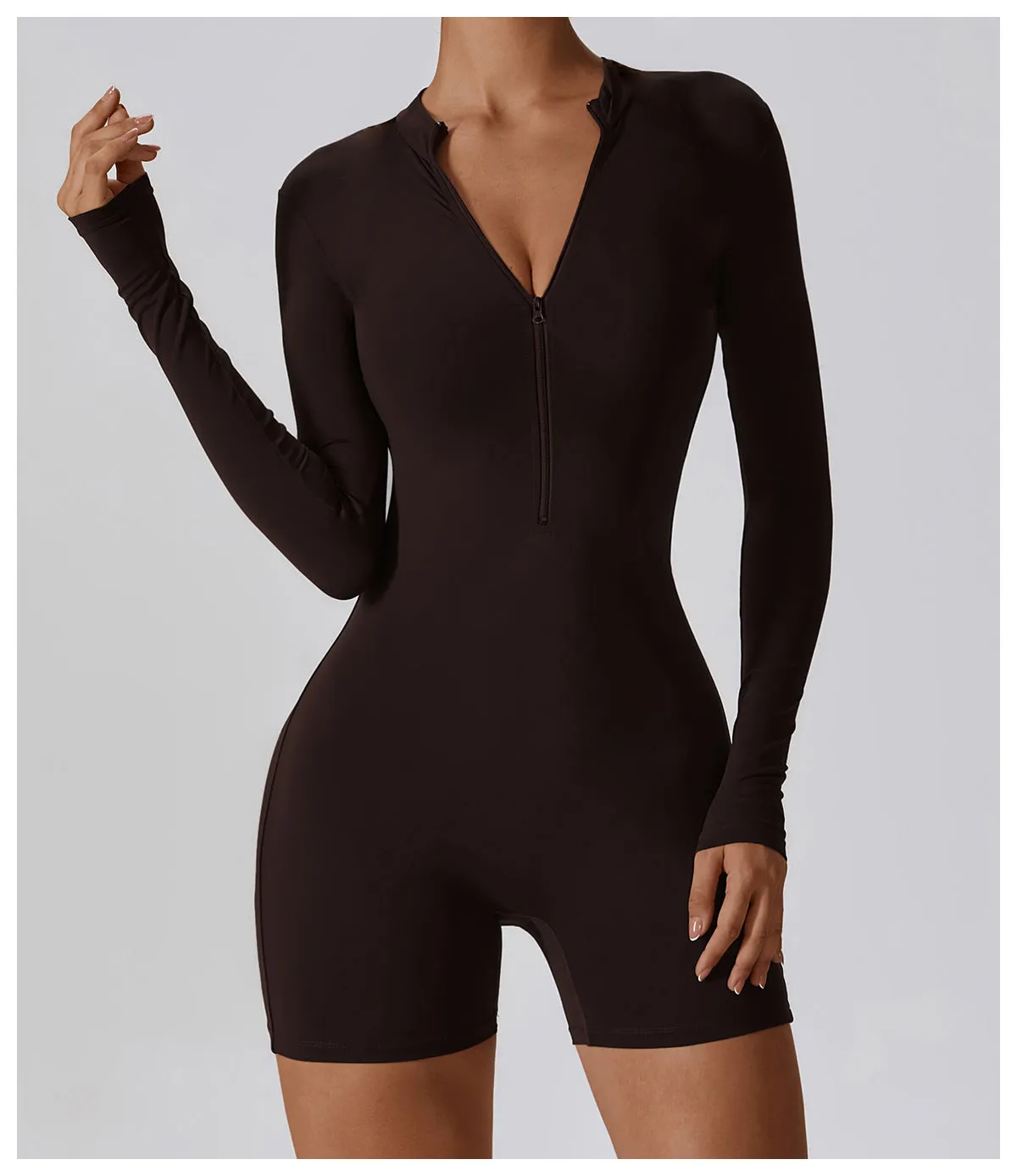 MALYBGG V-Neck Zipper Long Sleeve Bodysuit 8194LY