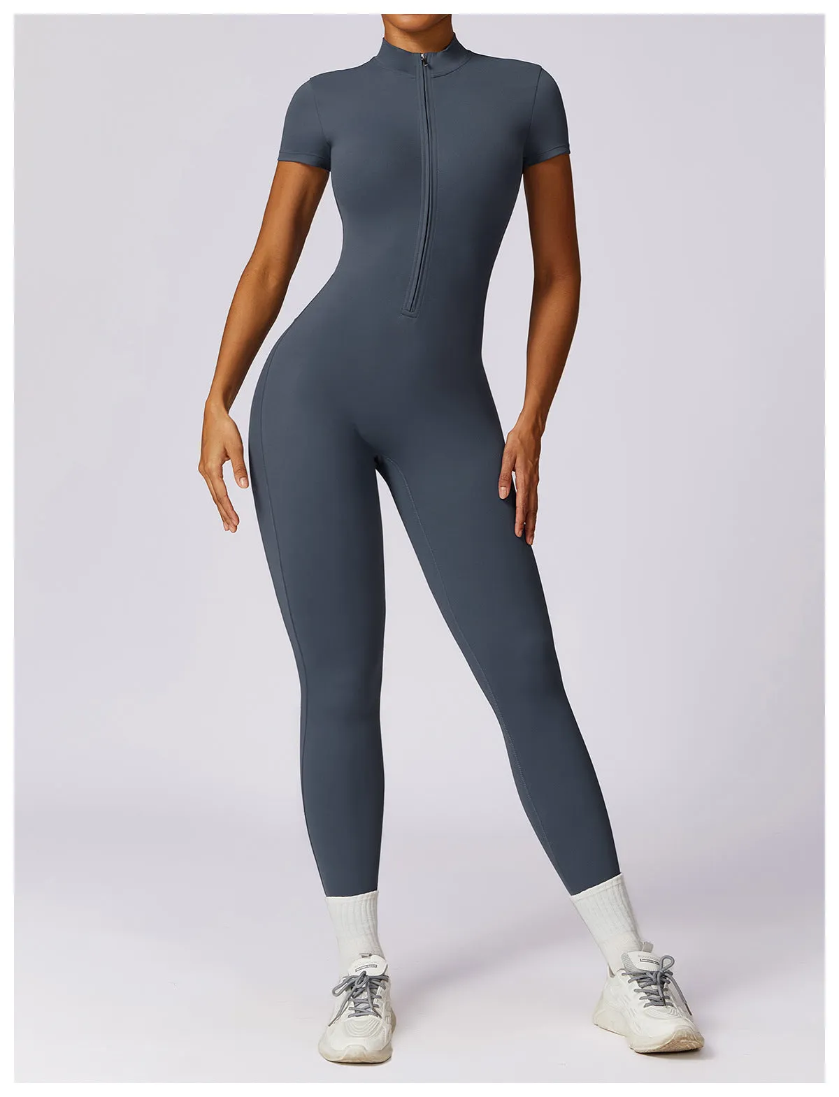 MALYBGG Zip-Front Yoga Bodysuit for Active Wear 8305LY