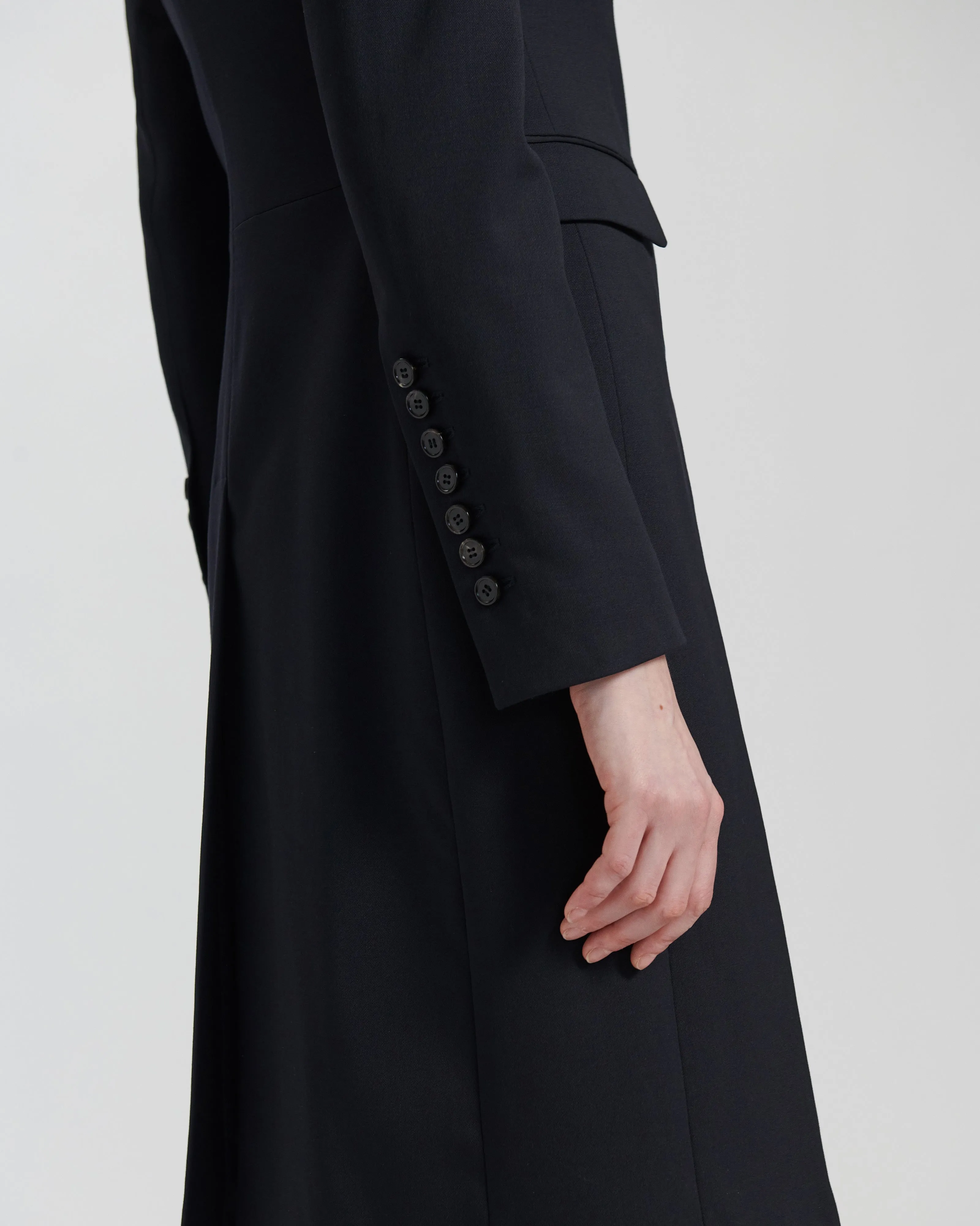 Manon Coat in Starched Wool, Navy