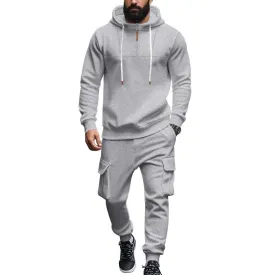 Men's Loose Sports Hooded Sweatshirt and Pants Set 40057919Y