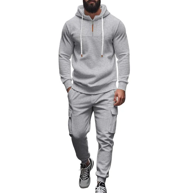 Men's Loose Sports Hooded Sweatshirt and Pants Set 40057919Y