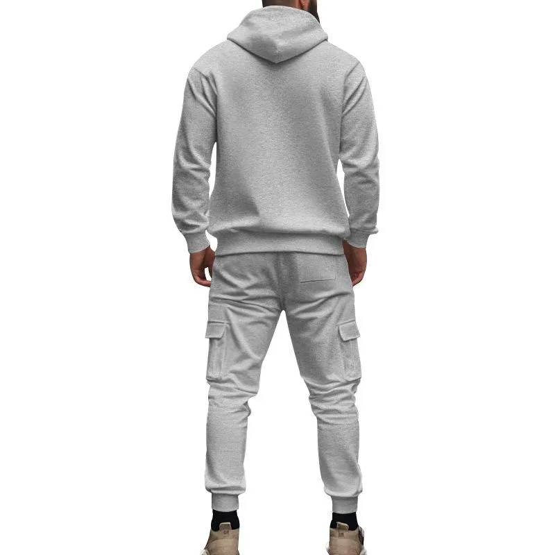 Men's Loose Sports Hooded Sweatshirt and Pants Set 40057919Y