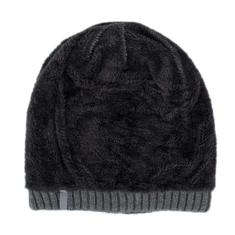 Men's Vintage Plush Lined Warm Knitted Hat 14064890Y