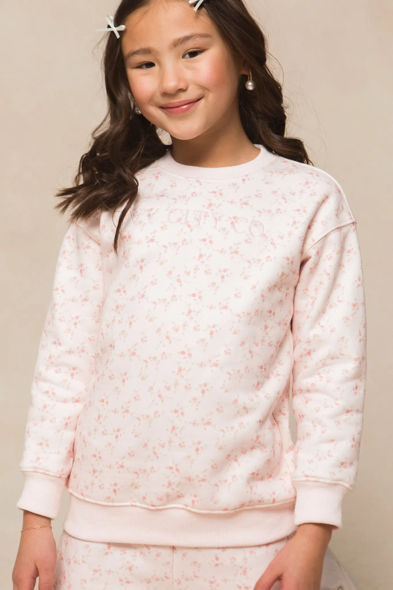 Mini Ivy Crewneck Sweatshirt in Madeline Pink Floral