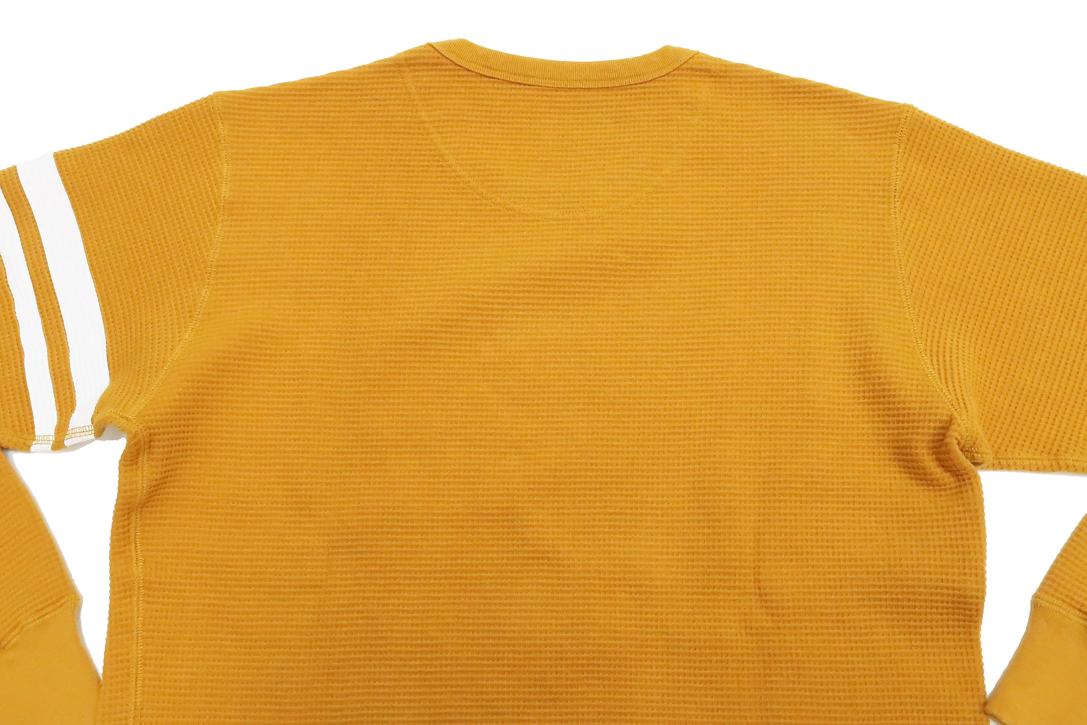 Momotaro Jeans Waffle Shirt Men's Long Sleeve Waffle-Knit Thermal T-Shirt with Stripe MZTS0079 Mustard