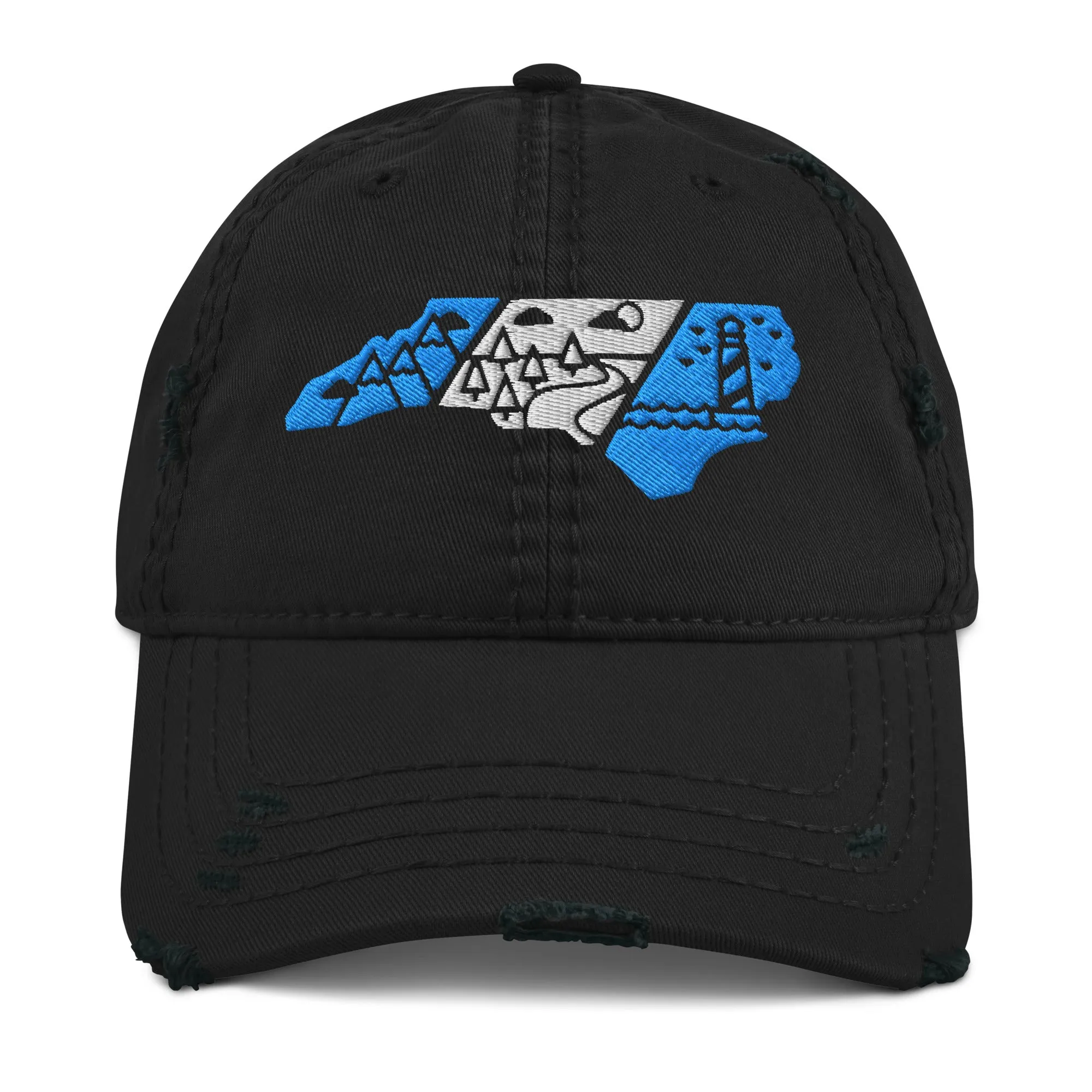 North Carolina 3 Regions Carolina Blue & White Distressed Dad Hat