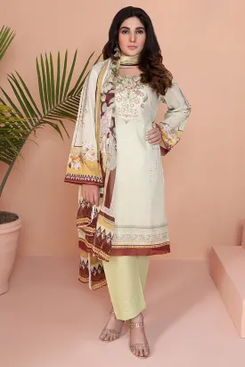 Oture 3PC Embroidered Lawn Digital Print Shirt Trouser Chiffon Dupatta Light Green