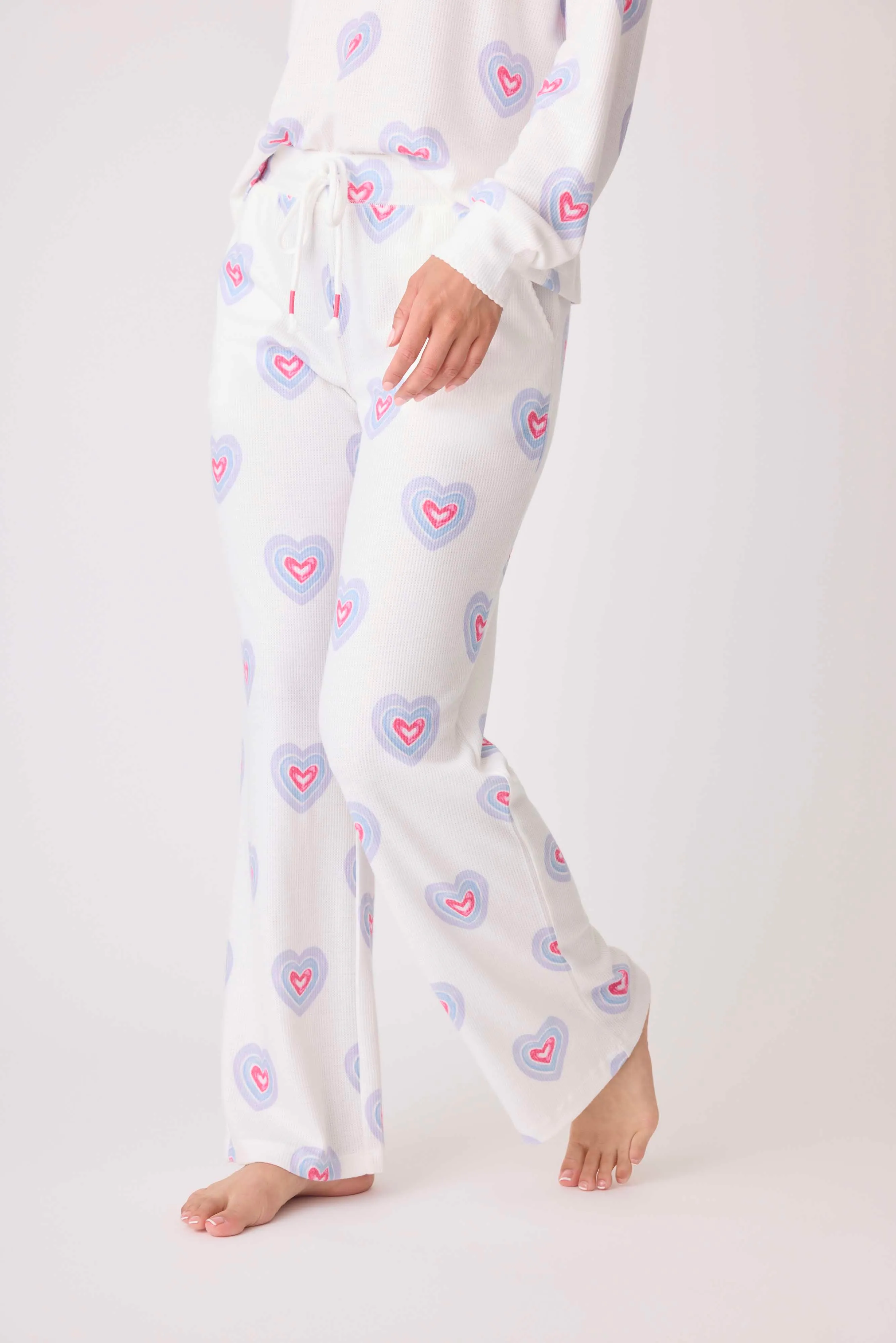 Peace & Love Hearts Print Baby Thermal Lounge Pant