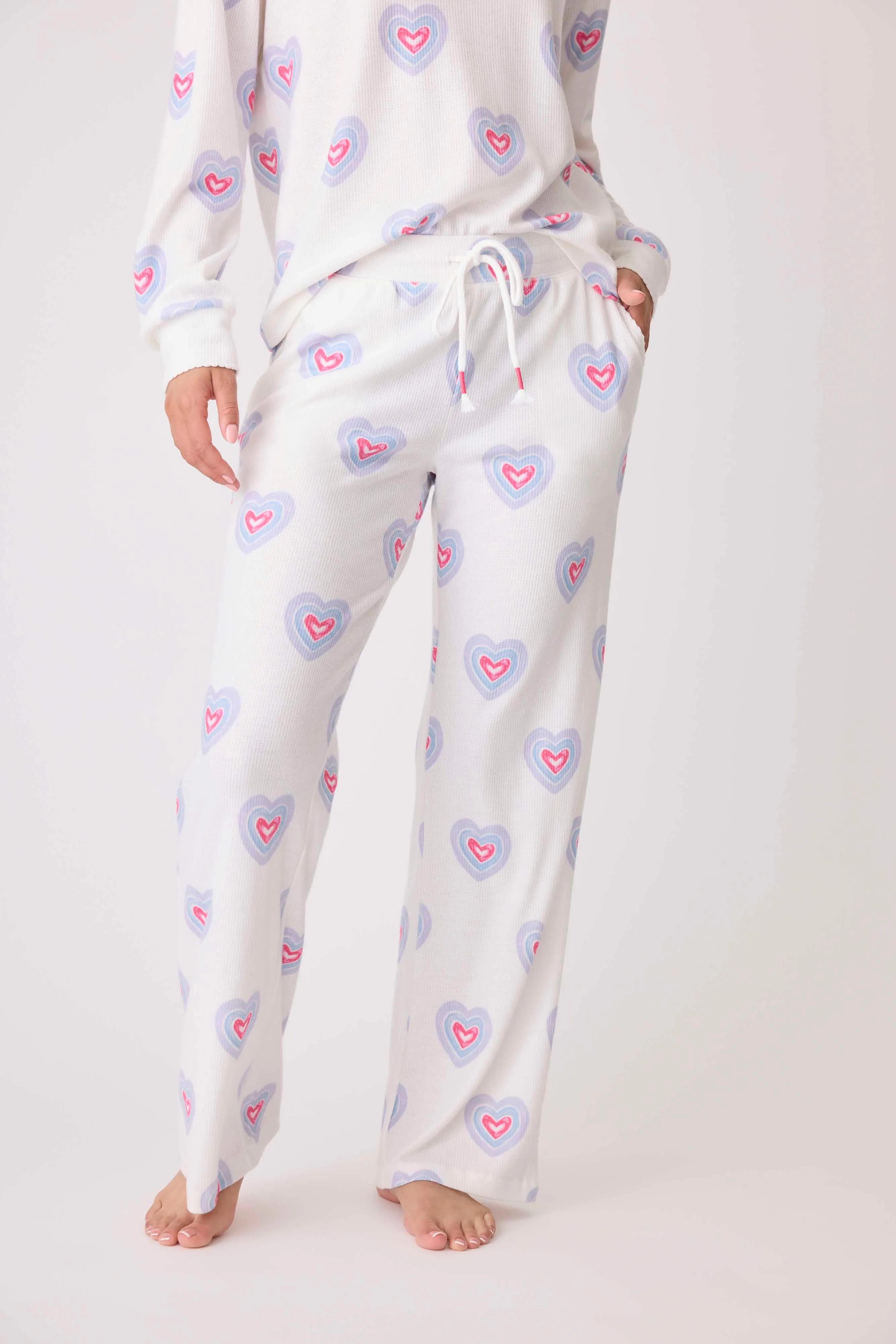 Peace & Love Hearts Print Baby Thermal Lounge Pant