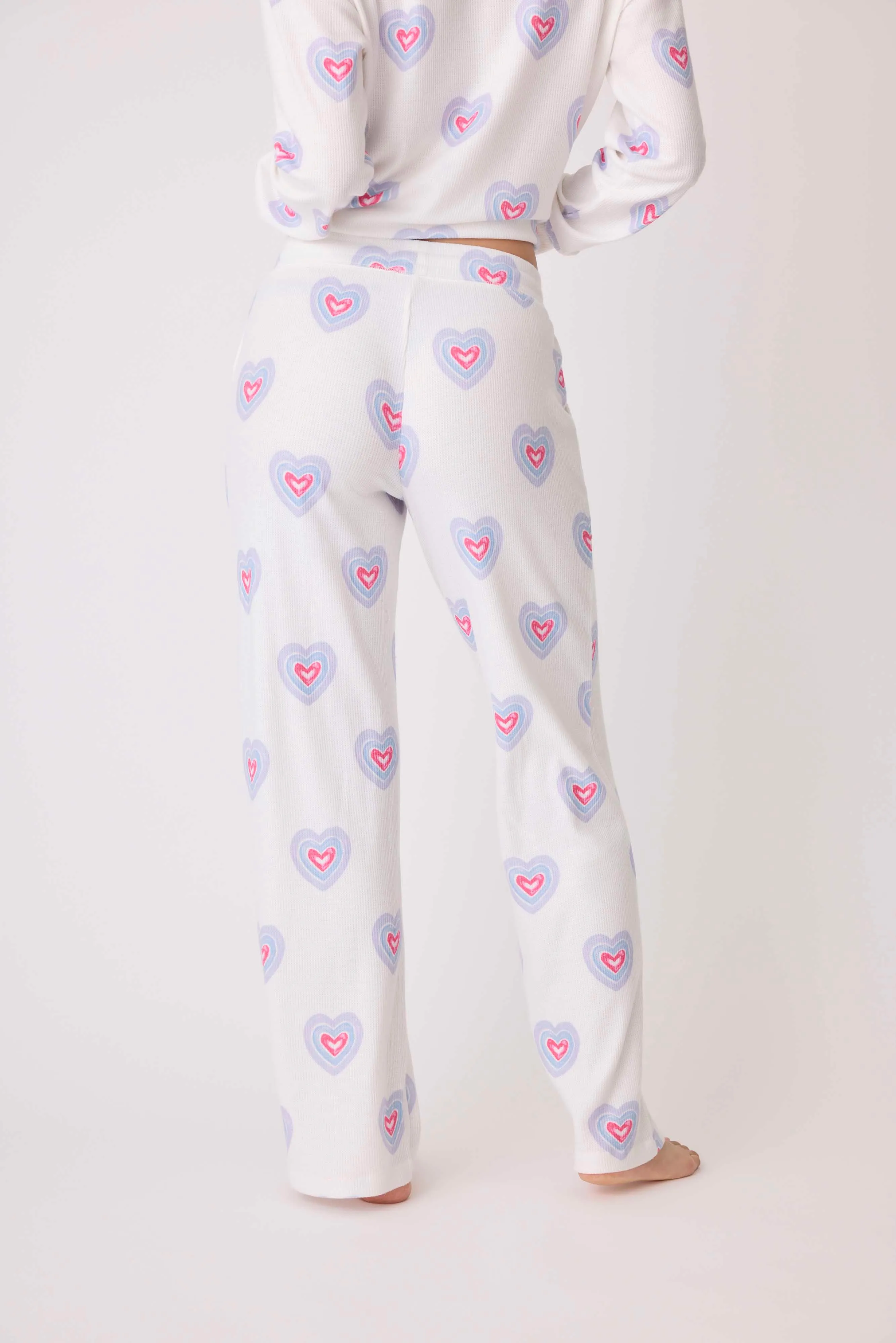 Peace & Love Hearts Print Baby Thermal Lounge Pant