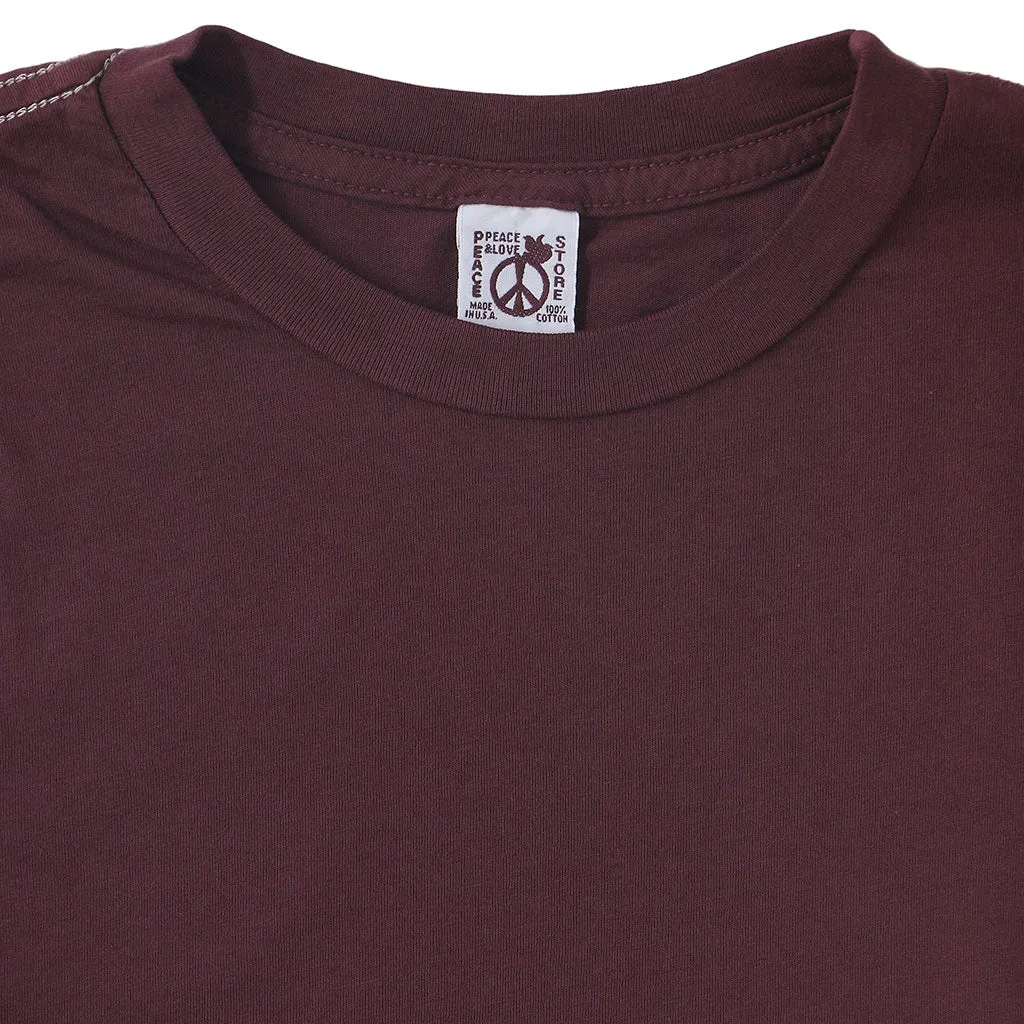 Peace Store Long Sleeve Cotton Banded Crew Neck - Cranberry