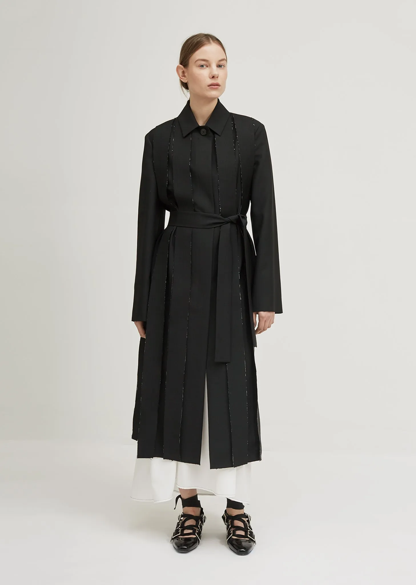 Pleated Front Belted Coat