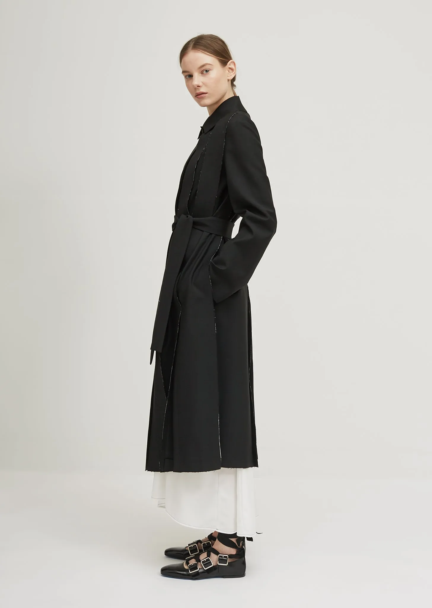 Pleated Front Belted Coat