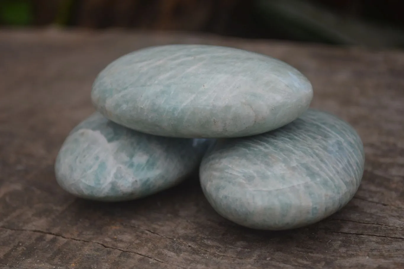 Polished Blue Amazonite Palm Stones  x 12 From Madagascar