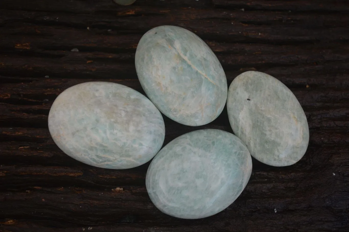 Polished Blue Amazonite Palm Stones  x 12 From Madagascar