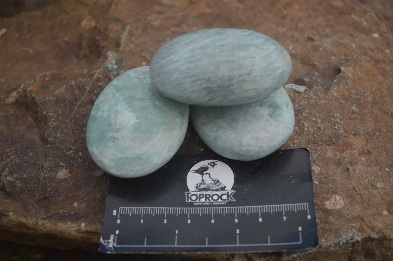 Polished Blue Amazonite Palm Stones  x 12 From Madagascar