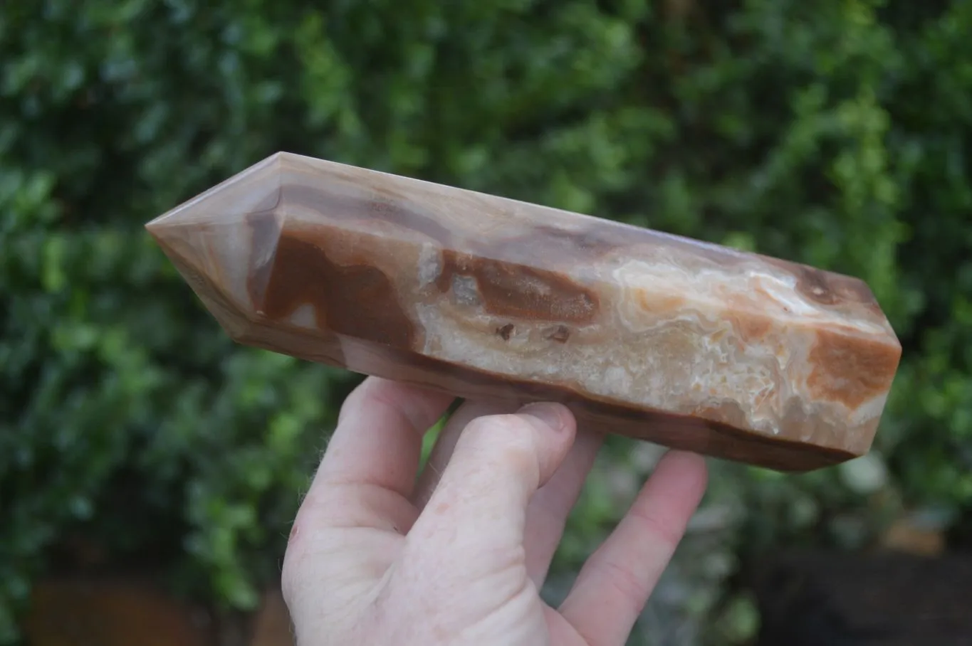 Polished Chocolate Swirl Aragonite Points  x 2 From Madagascar