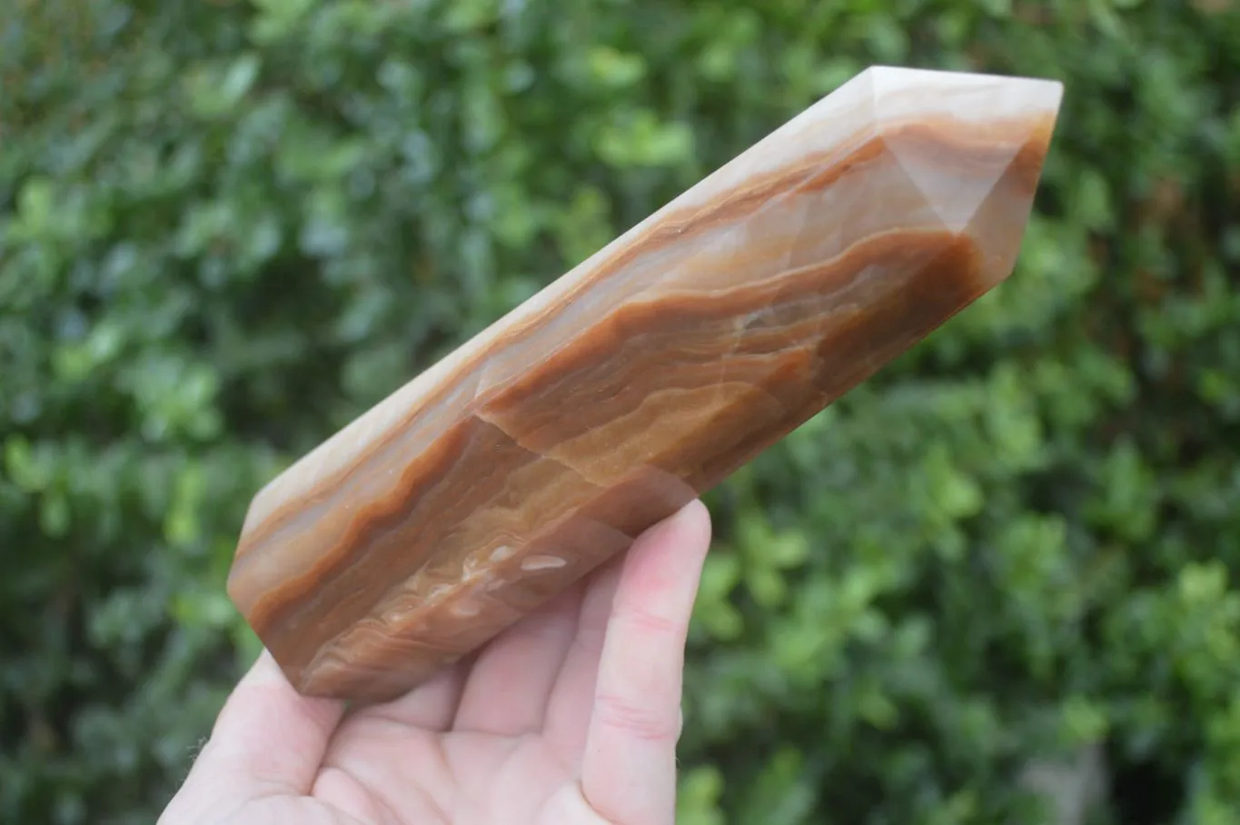 Polished Chocolate Swirl Aragonite Points  x 2 From Madagascar