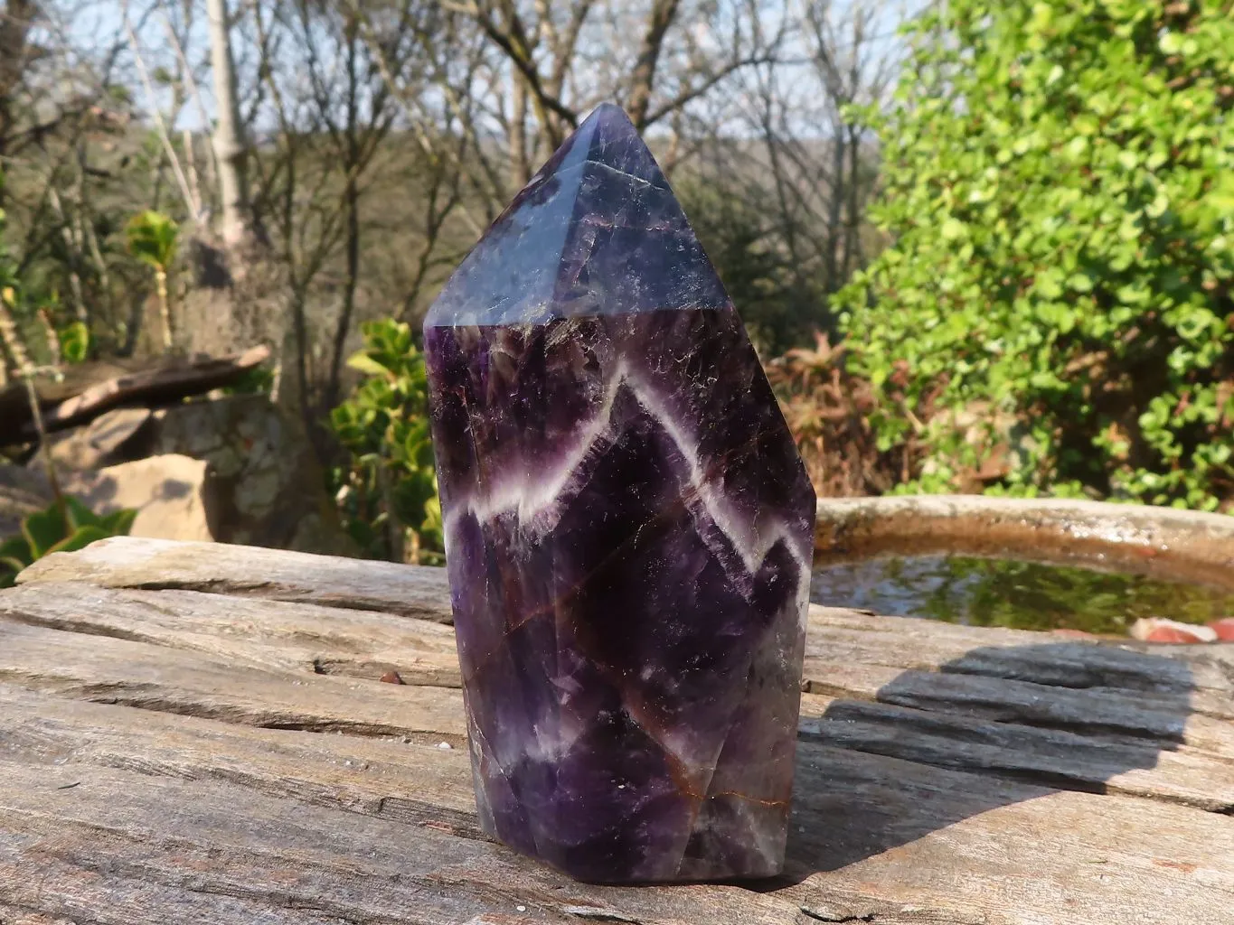 Polished  Dark Chevron Amethyst Points x 2 From Zambia