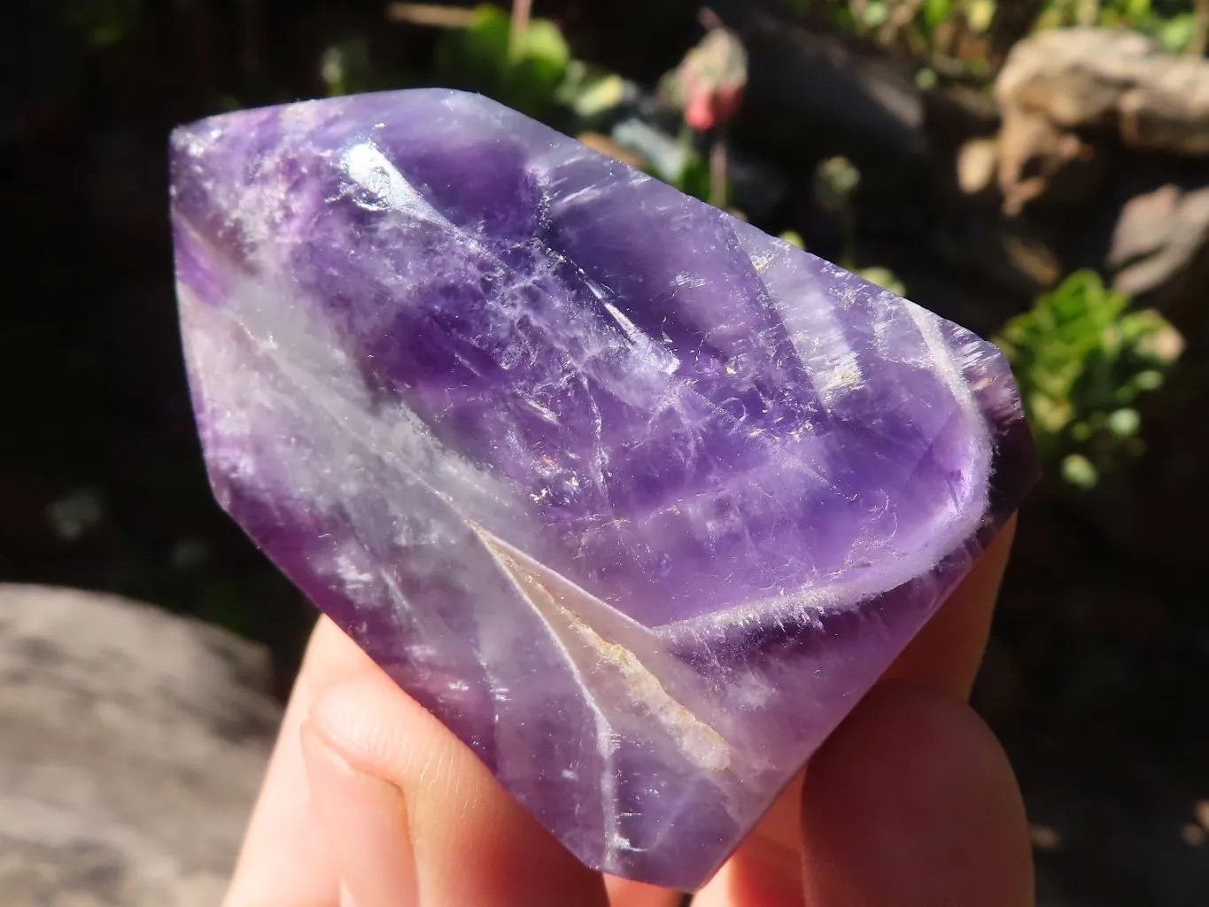 Polished Deep Purple Chevron Amethyst Points x 12 From Zambia