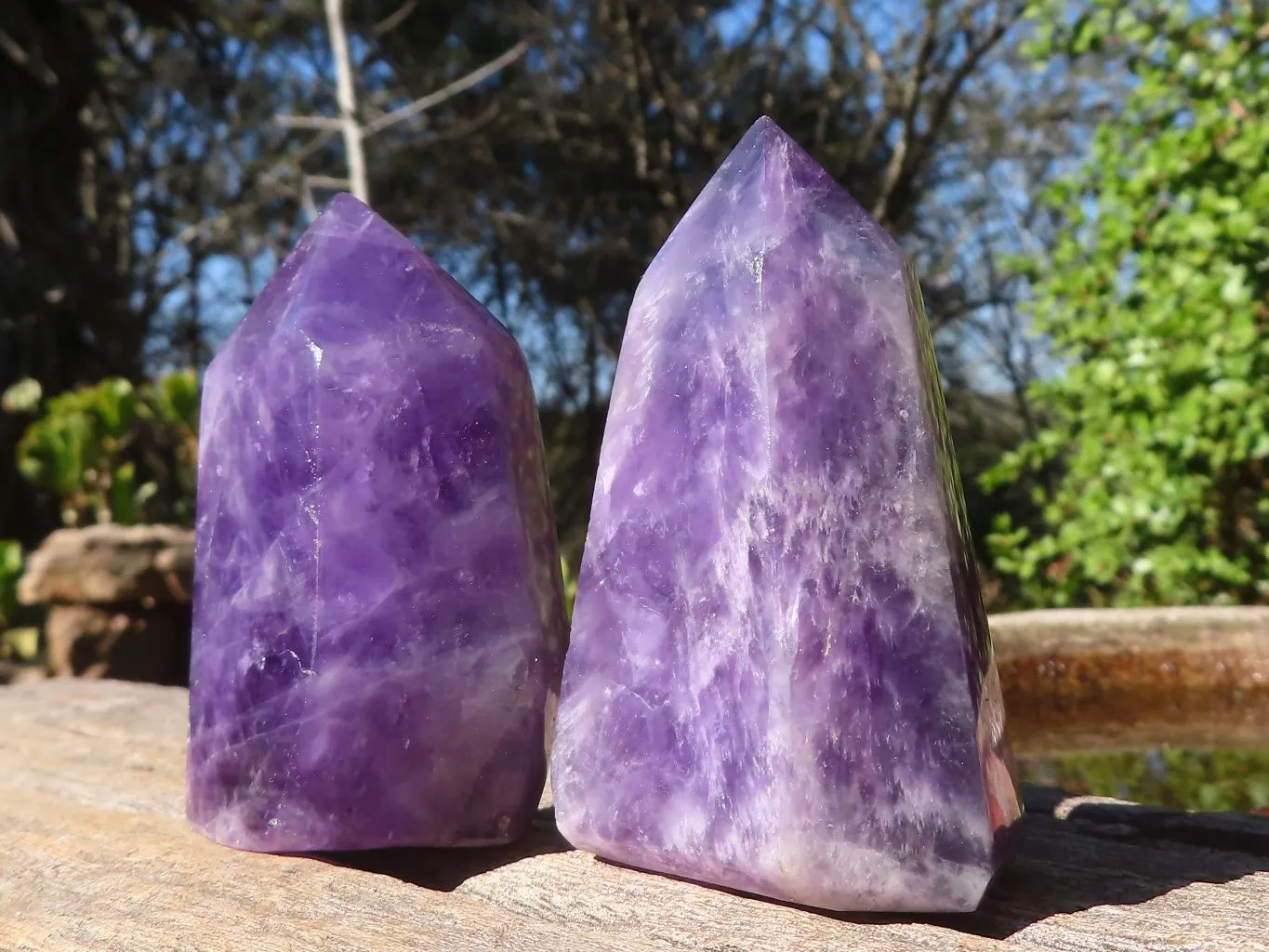 Polished Deep Purple Chevron Amethyst Points x 12 From Zambia