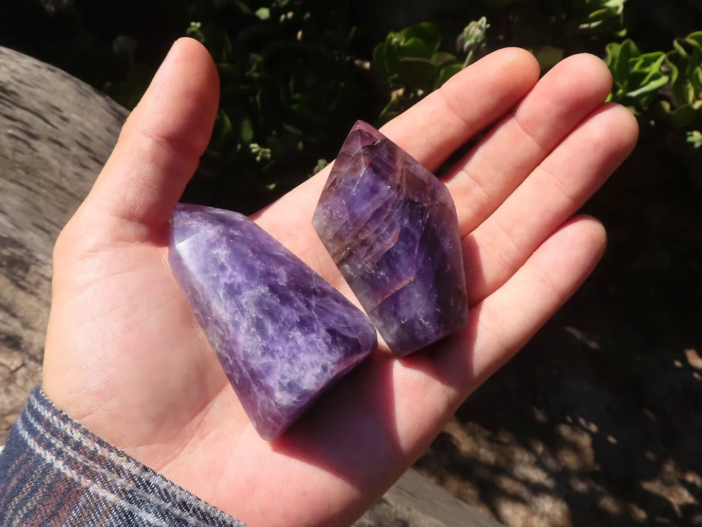 Polished Deep Purple Chevron Amethyst Points x 12 From Zambia