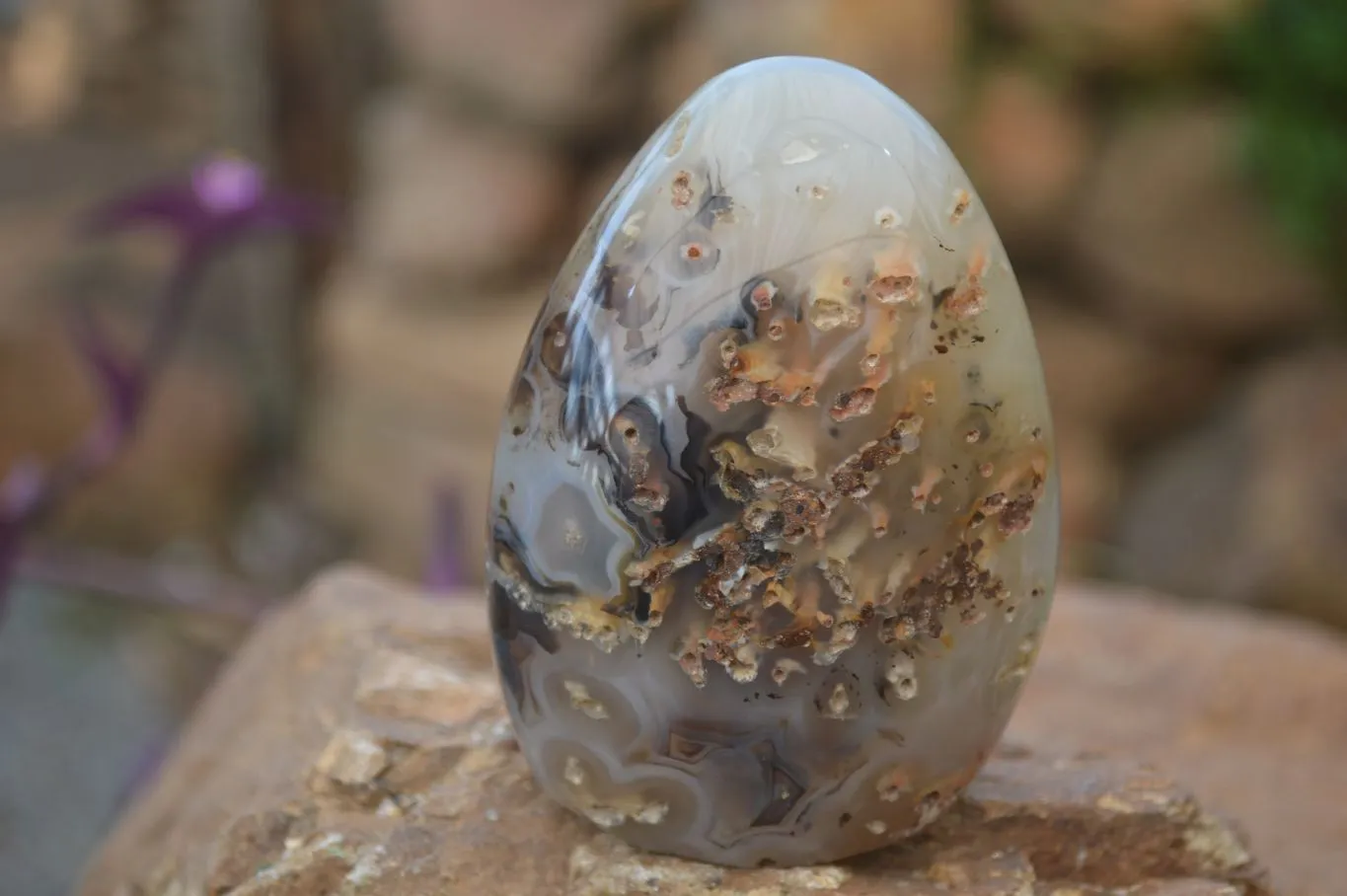 Polished Dendritic Agate Standing Free Forms  x 6 From Moralambo, Madagascar