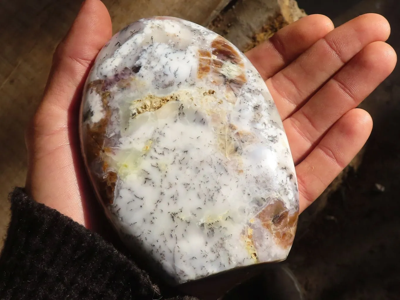 Polished Dendritic Opal Standing Free Forms  x 2 From Moralambo, Madagascar