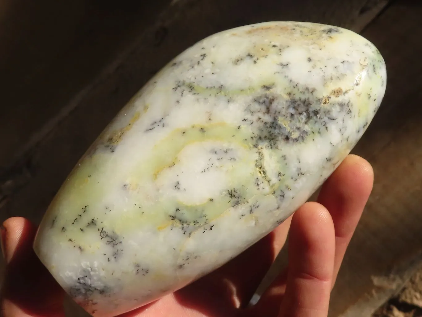 Polished Dendritic Opal Standing Free Forms  x 2 From Moralambo, Madagascar