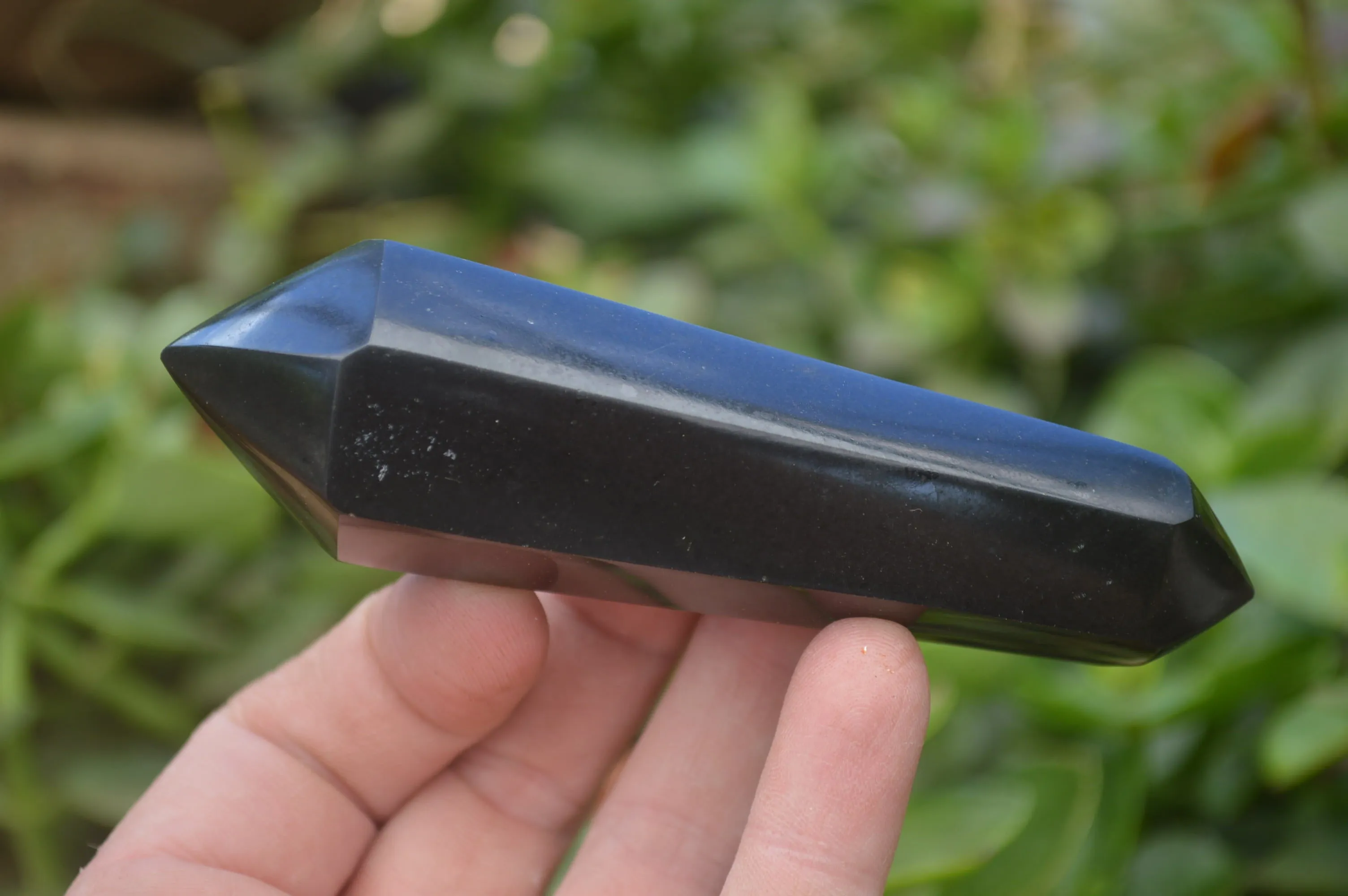 Polished Double Terminated Black Basalt Points x 12 From Madagascar