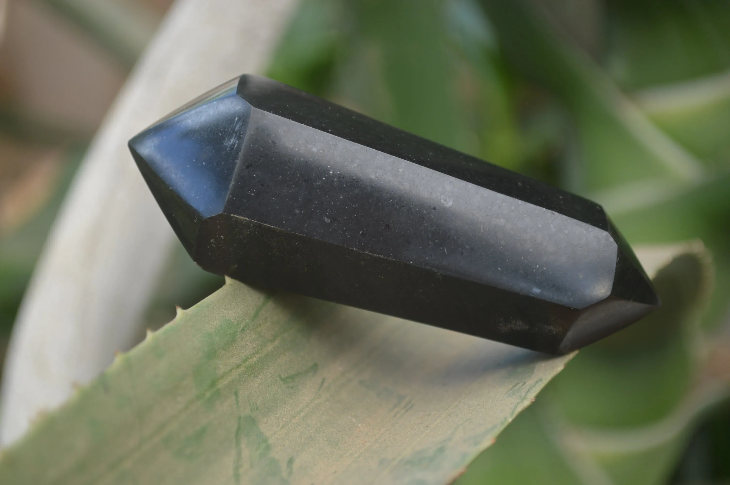 Polished Double Terminated Black Basalt Points x 12 From Madagascar