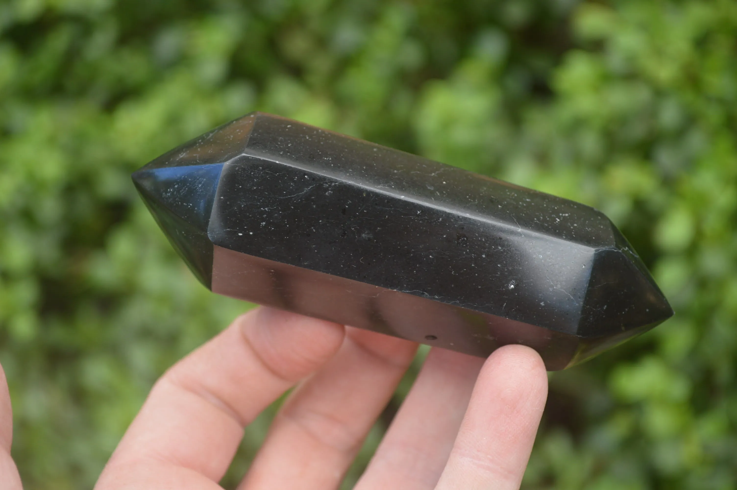 Polished Double Terminated Black Basalt Points x 12 From Madagascar