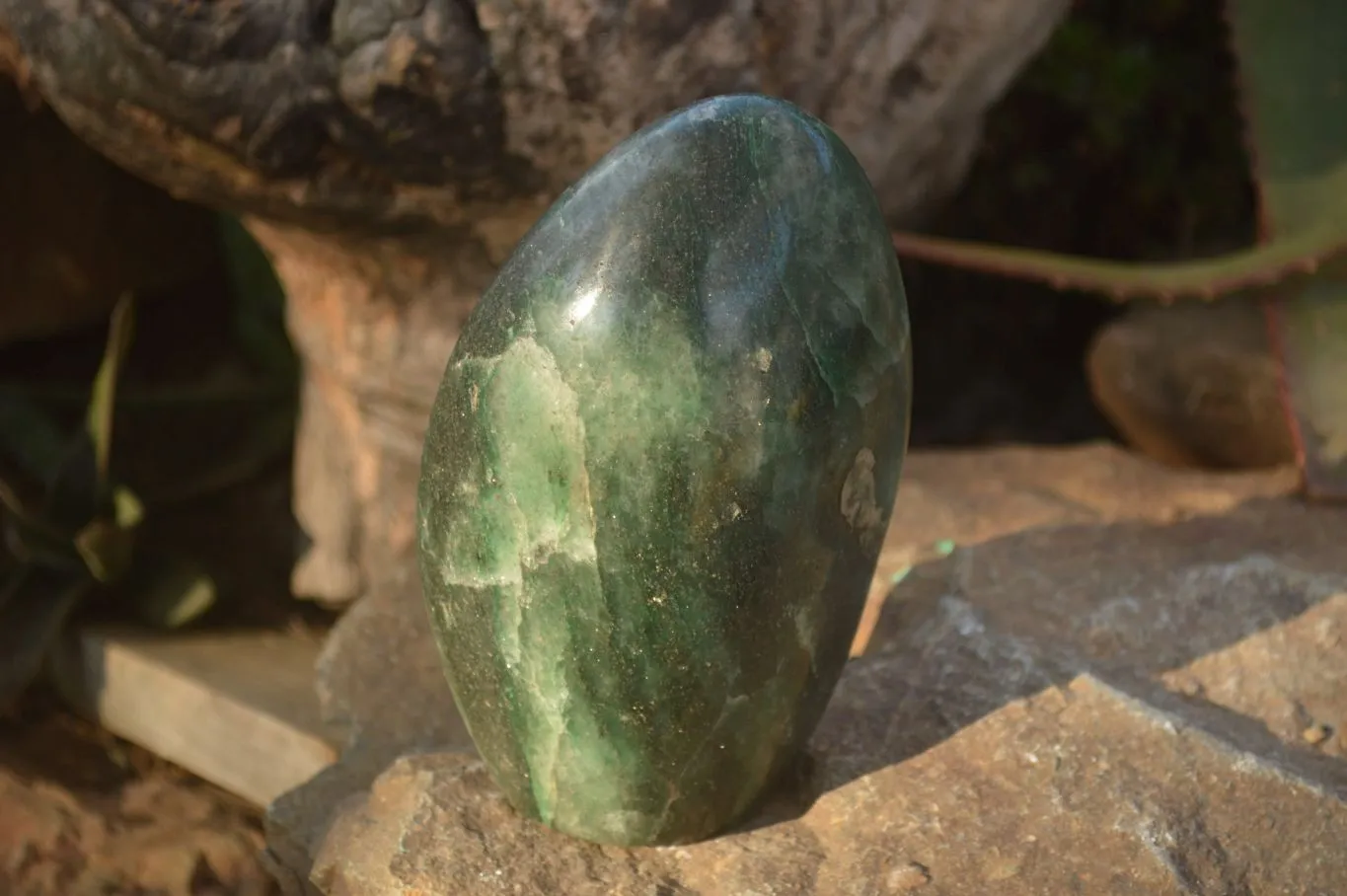 Polished  Emerald Fuchsite Quartz Sphere & Standing Free Form  x 2 From Madagascar