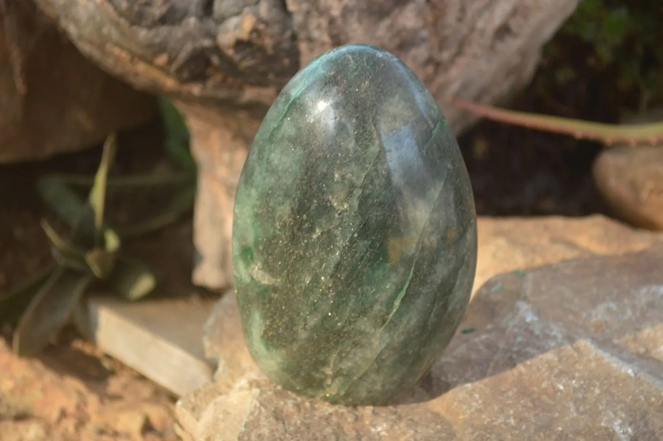 Polished  Emerald Fuchsite Quartz Sphere & Standing Free Form  x 2 From Madagascar