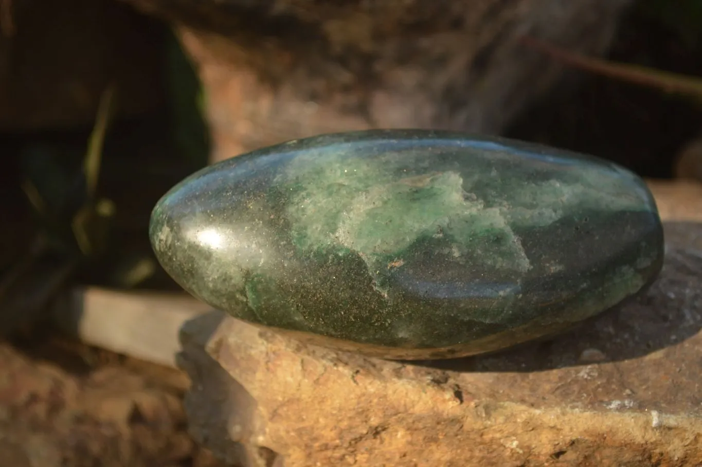 Polished  Emerald Fuchsite Quartz Sphere & Standing Free Form  x 2 From Madagascar