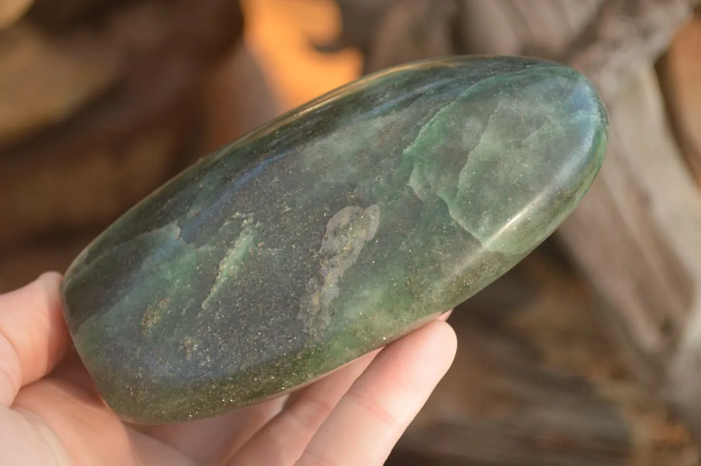 Polished  Emerald Fuchsite Quartz Sphere & Standing Free Form  x 2 From Madagascar